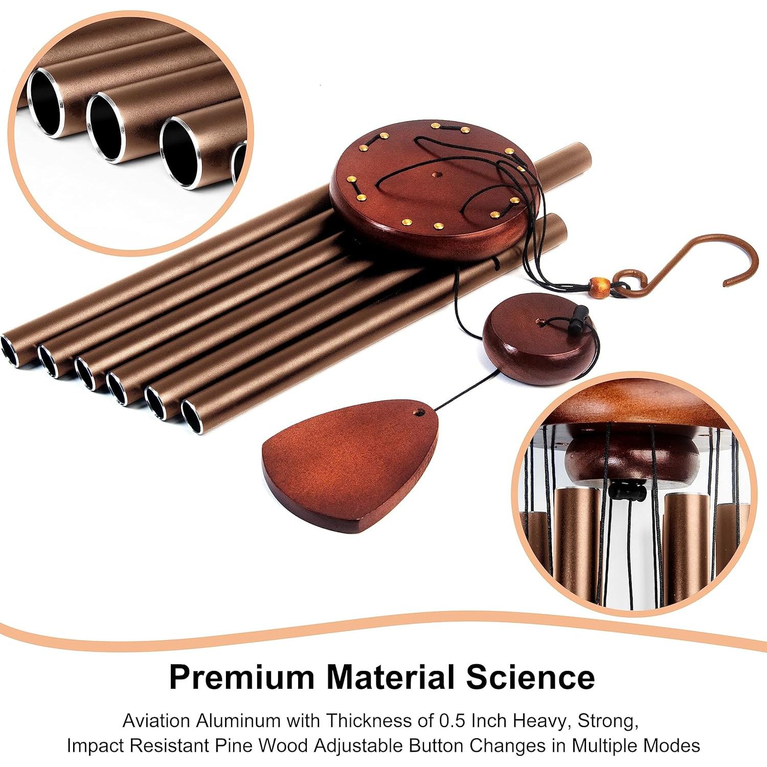 Campanas de Viento Bursvik 94 cm Aluminio Café Decoración Exterior