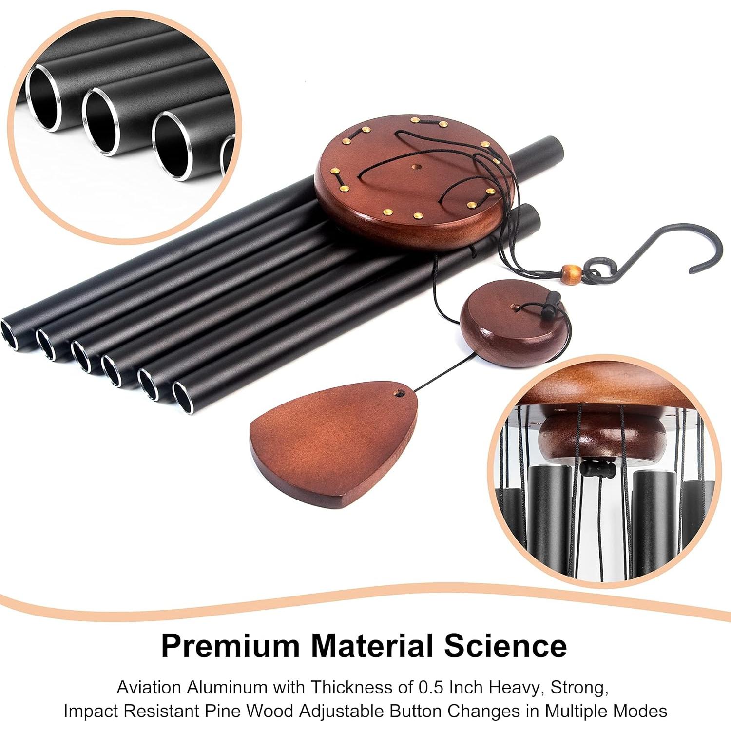 Campanas de Viento Bursvik 94 cm Aluminio Negro 2 Paquete