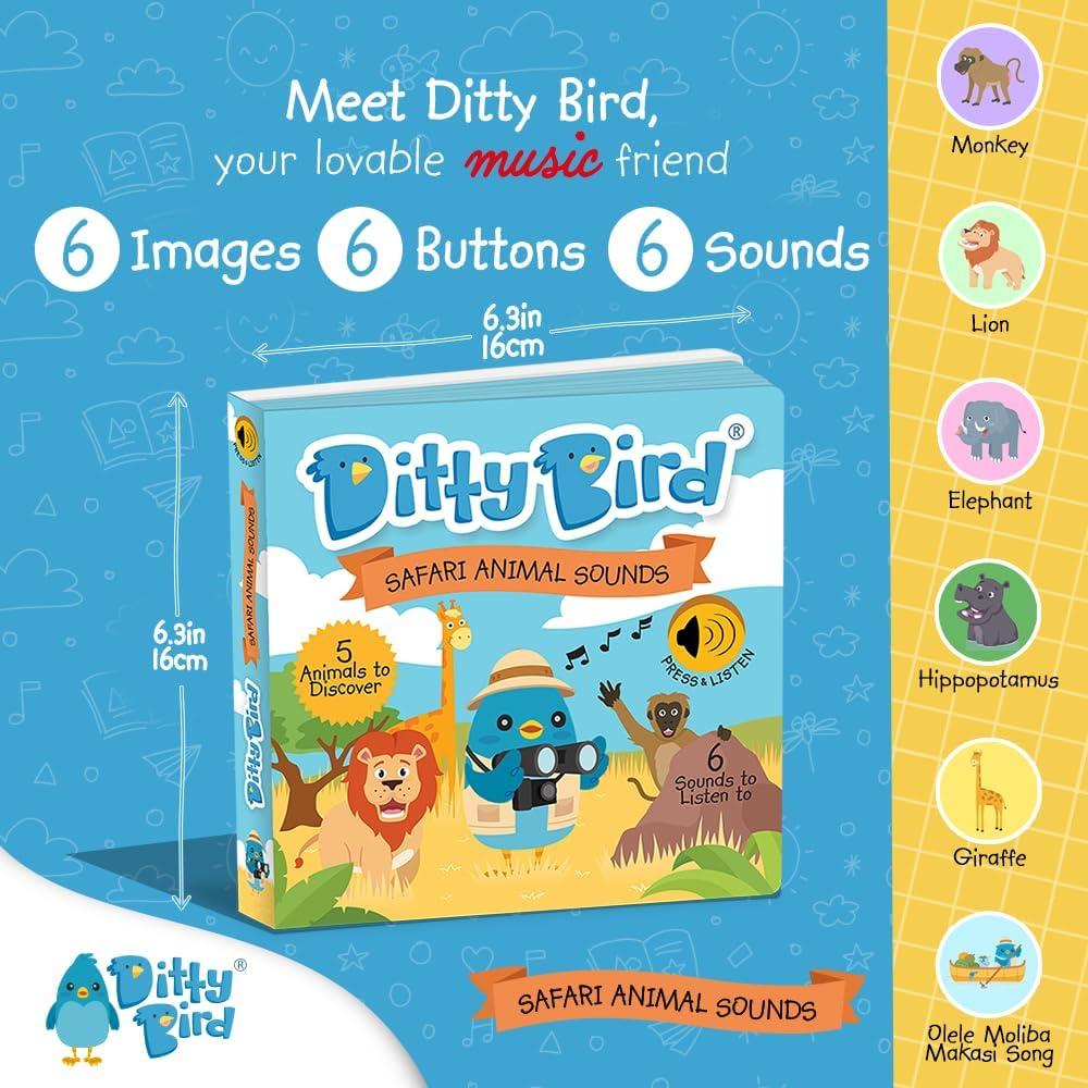 Libro Musical Ditty Bird Safari para Niños 1-4 Años