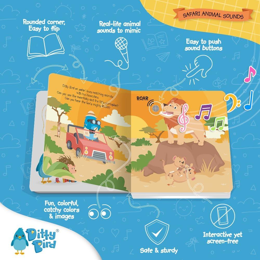 Libro Musical Ditty Bird Safari para Niños 1-4 Años