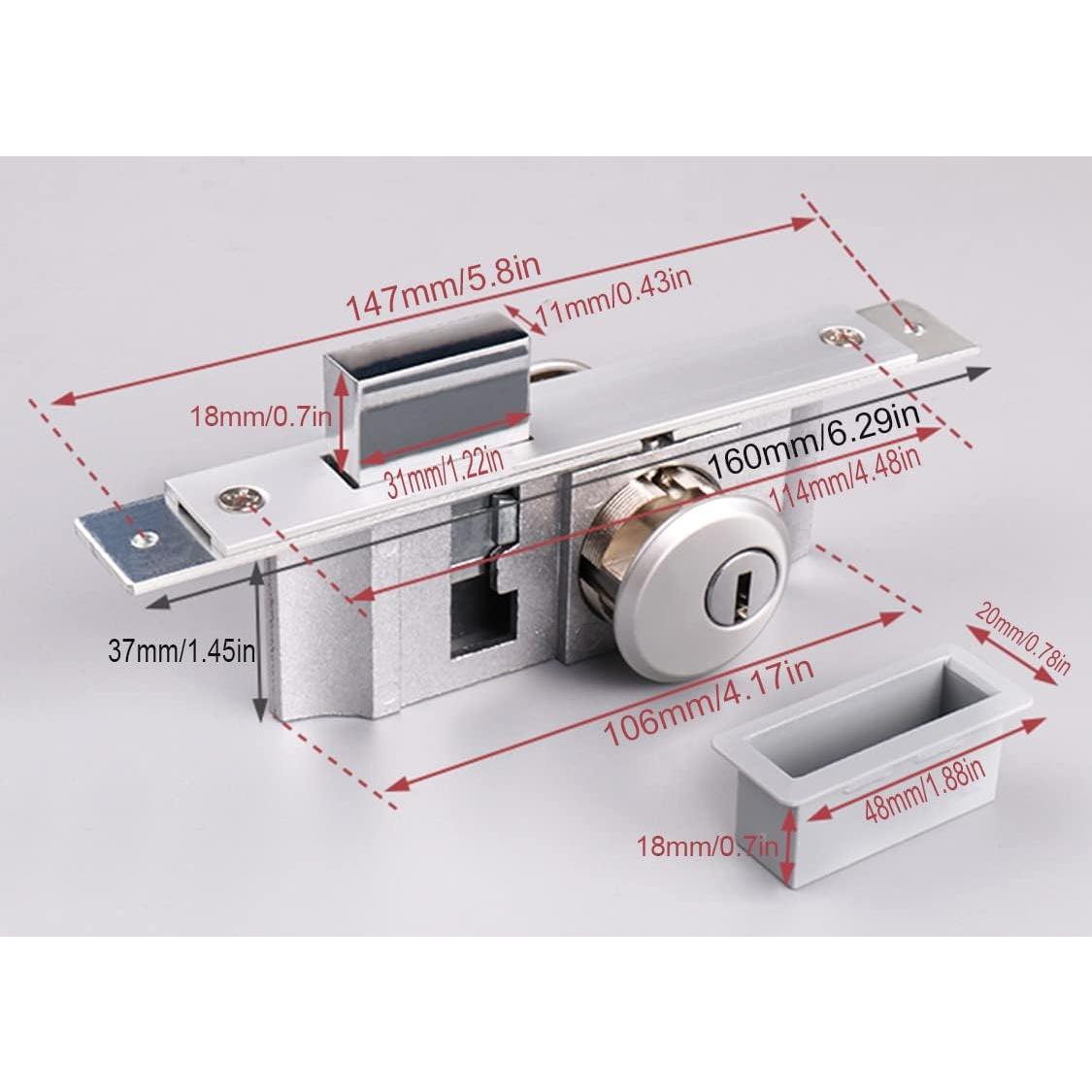 Cerradura de Mortaja WANLIAN para Puertas de Escaparate 16x2.3cm