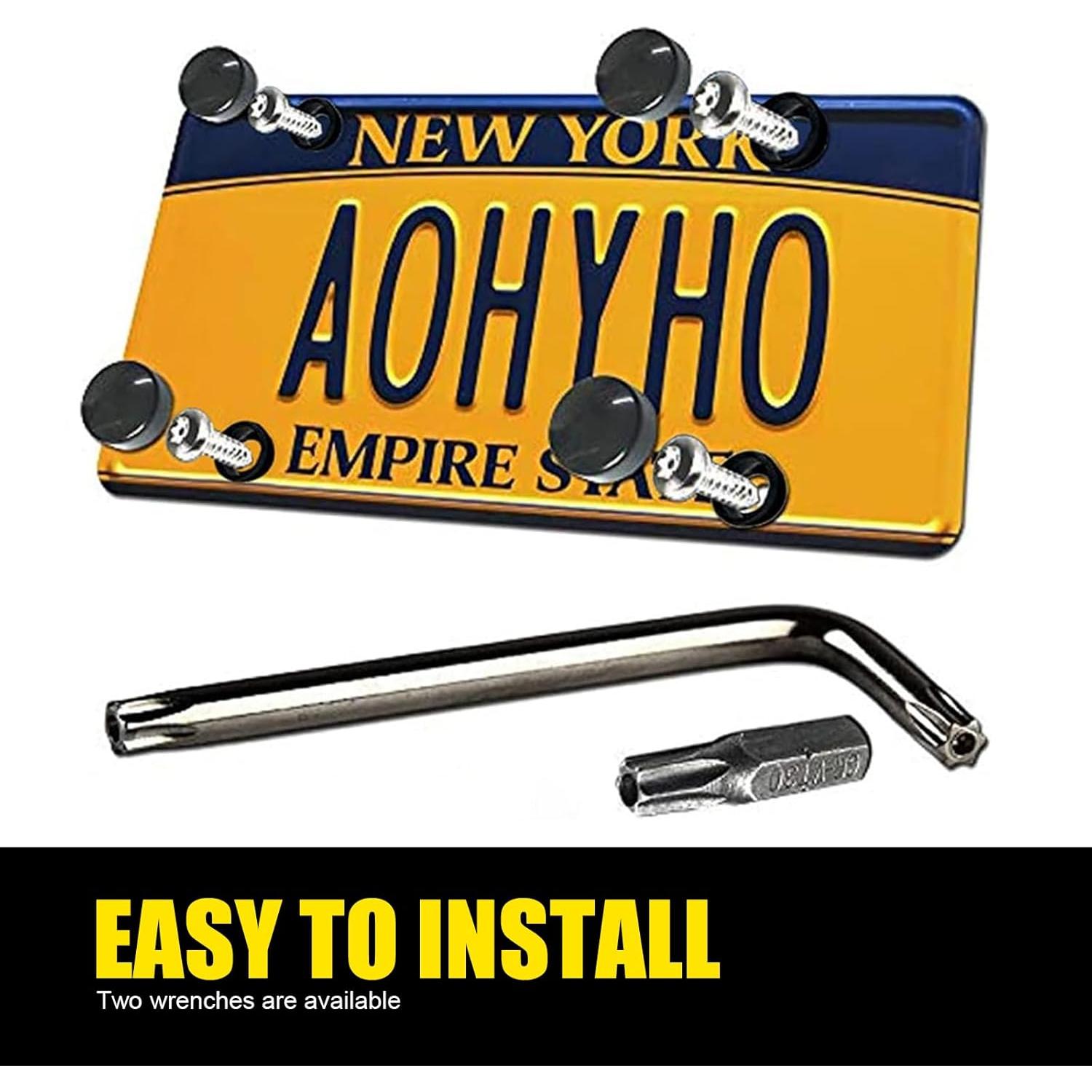 Kit de Tornillos de Montaje Antirrobo para Placas de Matrícula 4 PCS - Acero Inoxidable Negro