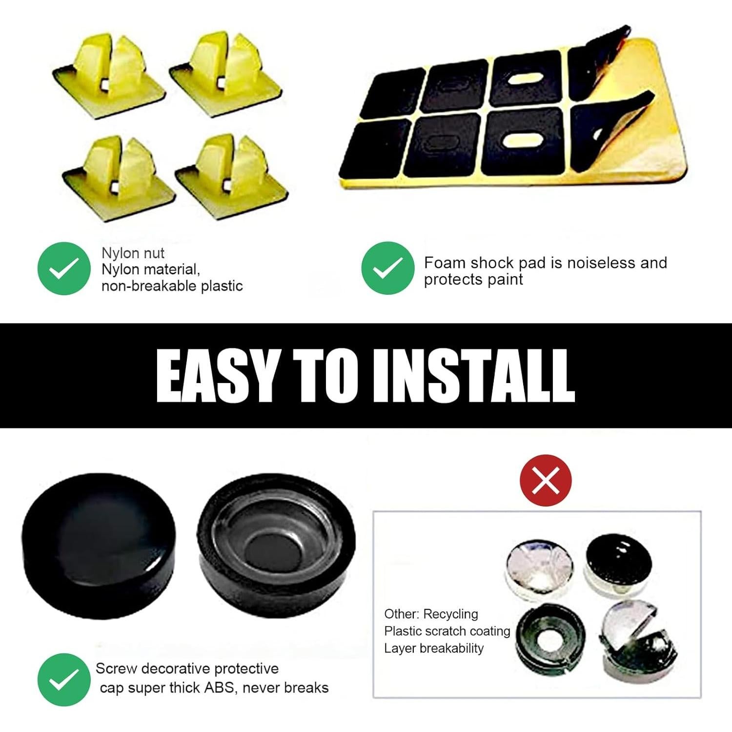 Kit de Tornillos de Montaje Antirrobo para Placas de Matrícula 4 PCS - Acero Inoxidable Negro