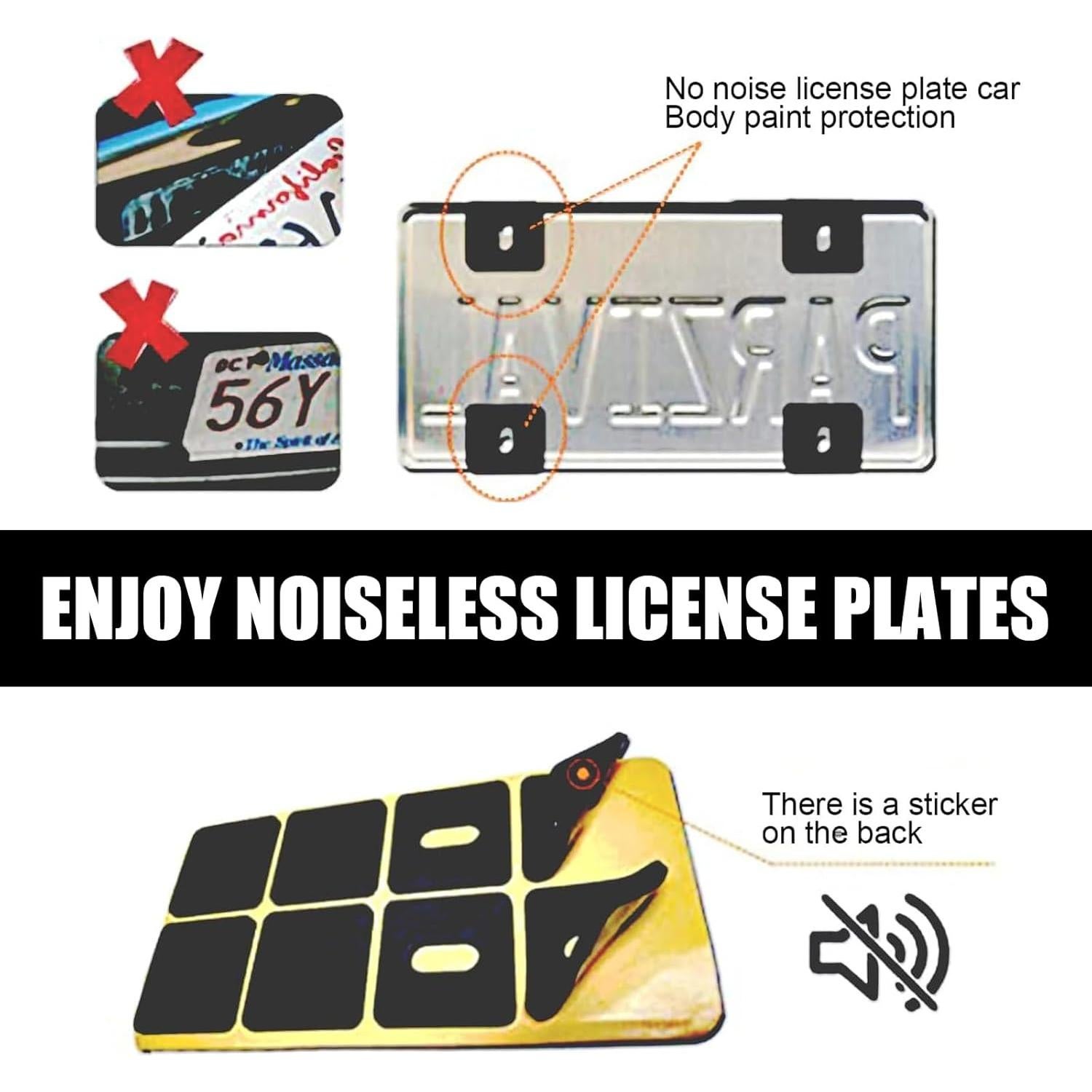 Kit de Tornillos de Montaje Antirrobo para Placas de Matrícula 4 PCS - Acero Inoxidable Negro