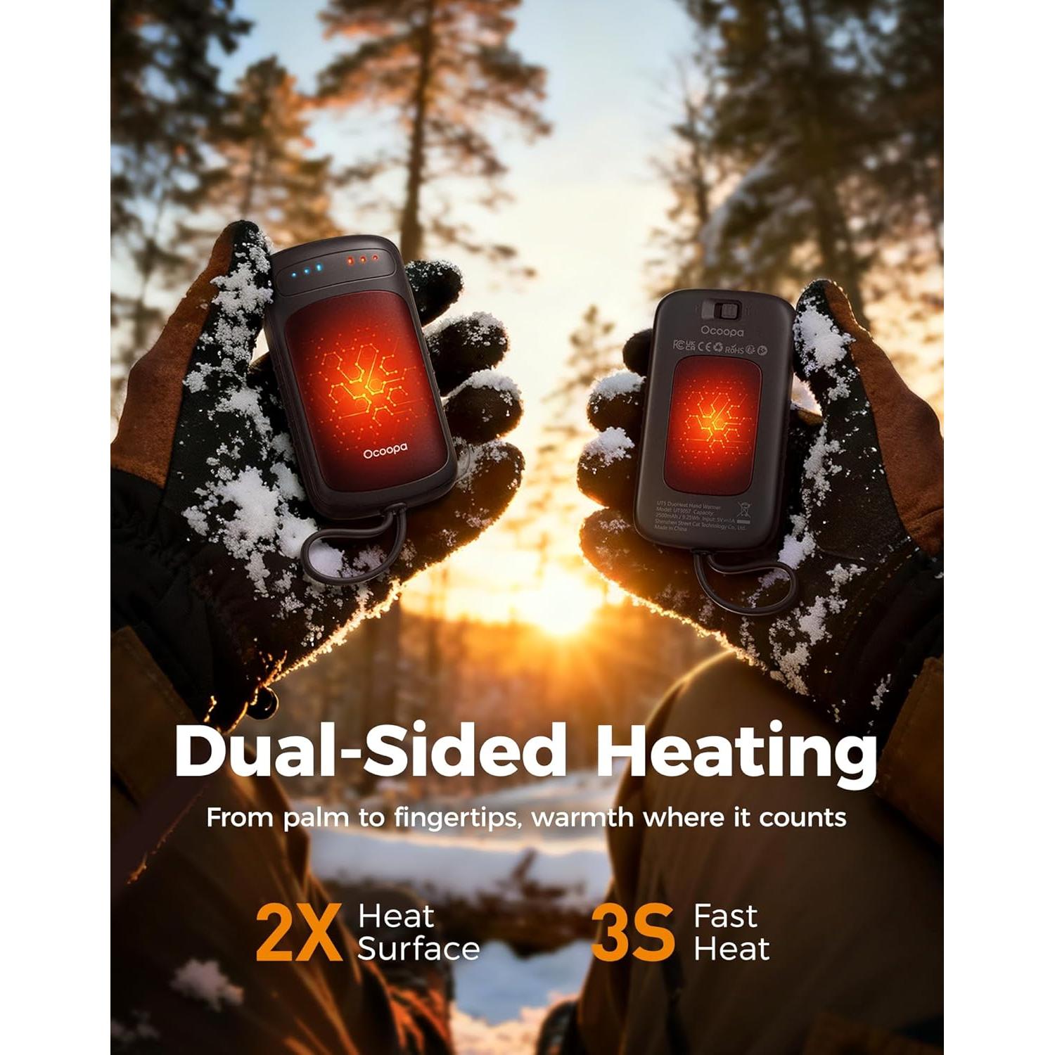 Calentadores de Manos Reutilizables OCOOPA UT3057-BK, 2 Piezas