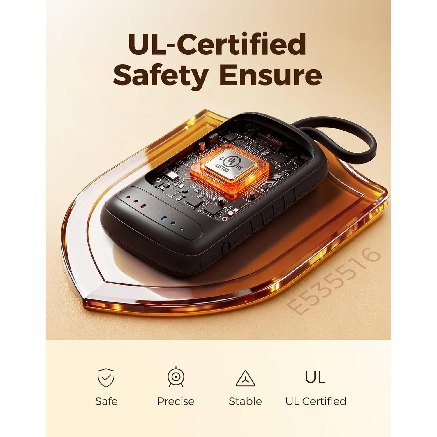 Calentadores de Manos Reutilizables OCOOPA UT3057-BK, 2 Piezas