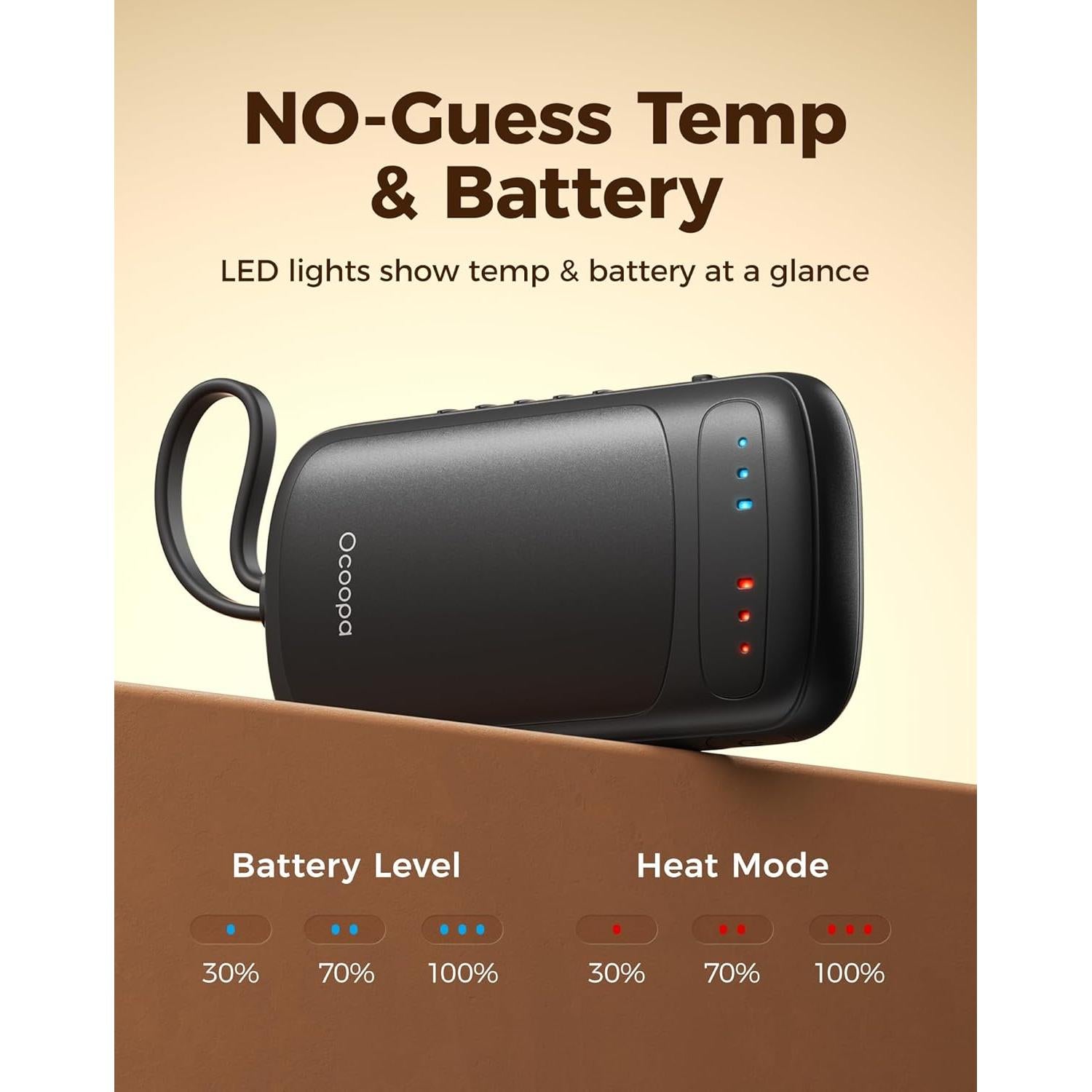 Calentadores de Manos Reutilizables OCOOPA UT3057-BK, 2 Piezas