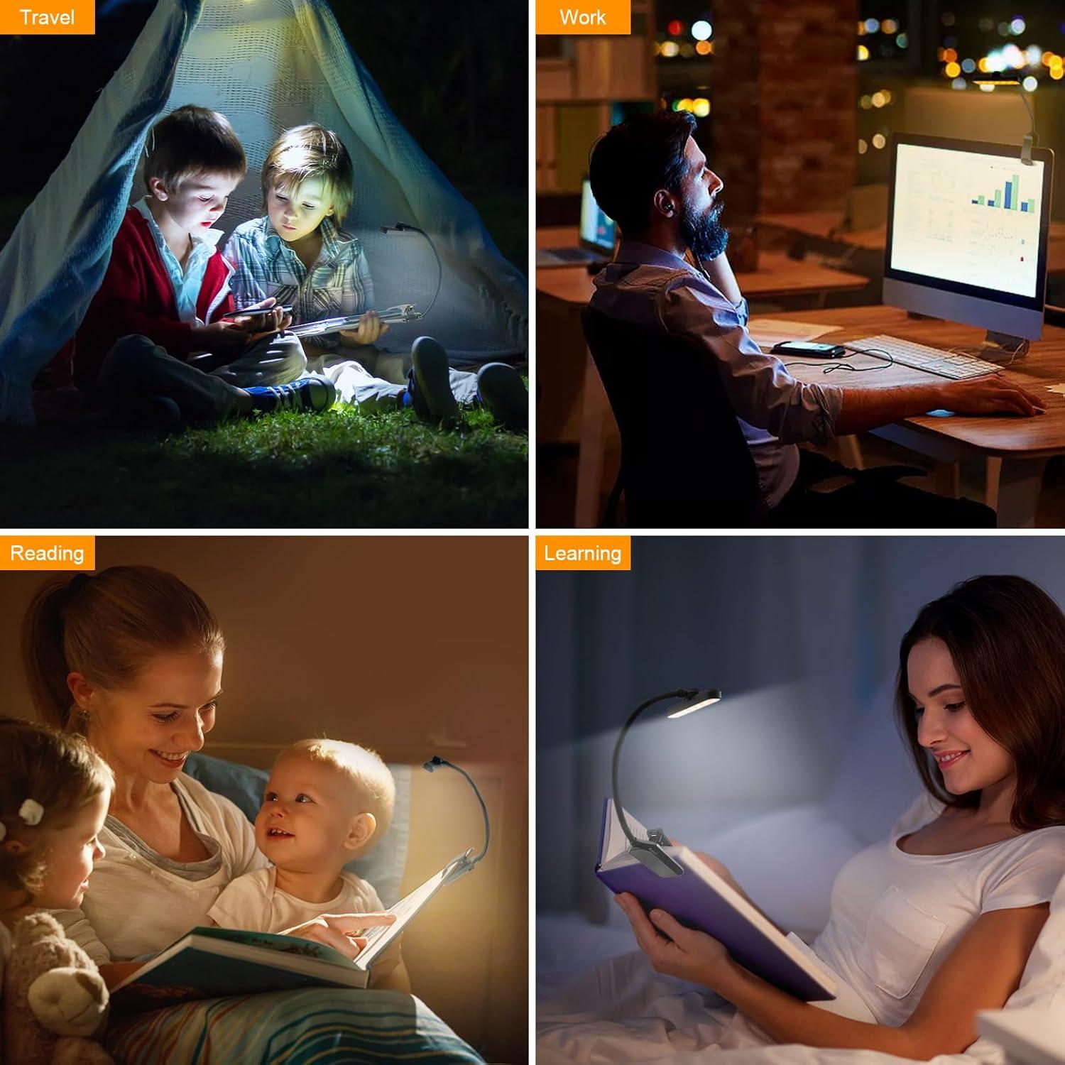 Luz de Lectura Recargable Karidi 24 LED 80H USB-C Negro