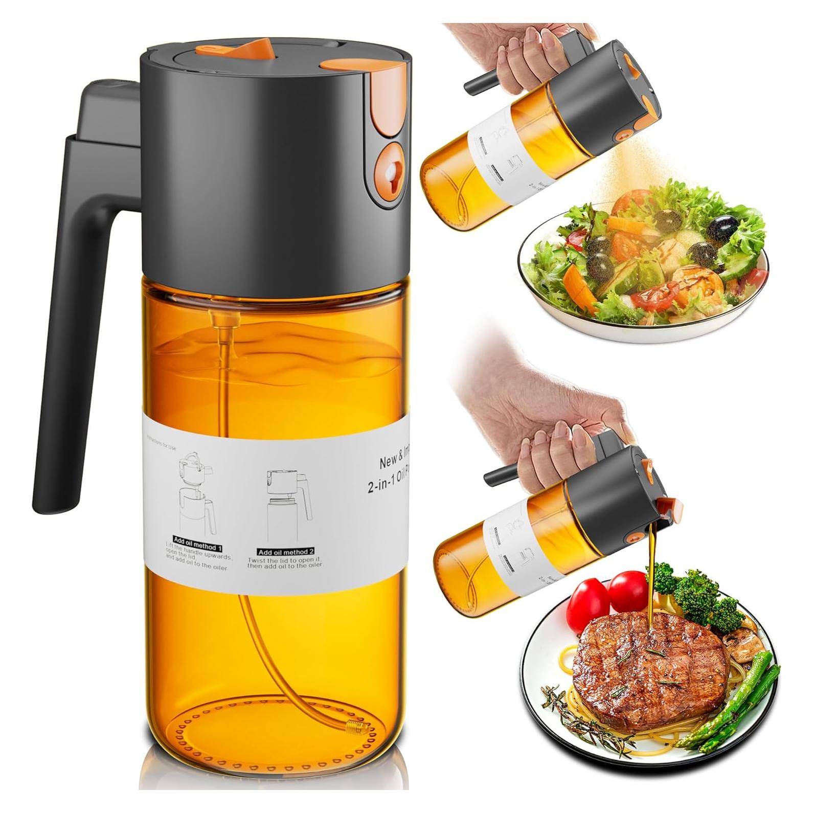 Rociador de Aceite de Oliva LAKUMIQI 500ml 2 en 1 a Prueba de Fugas