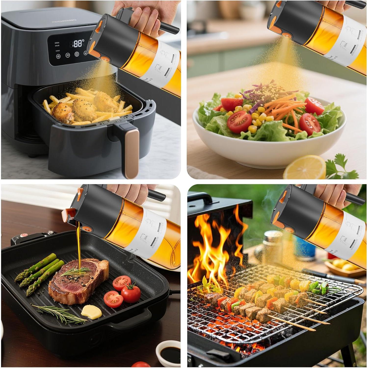 Rociador de Aceite de Oliva LAKUMIQI 500ml 2 en 1 a Prueba de Fugas