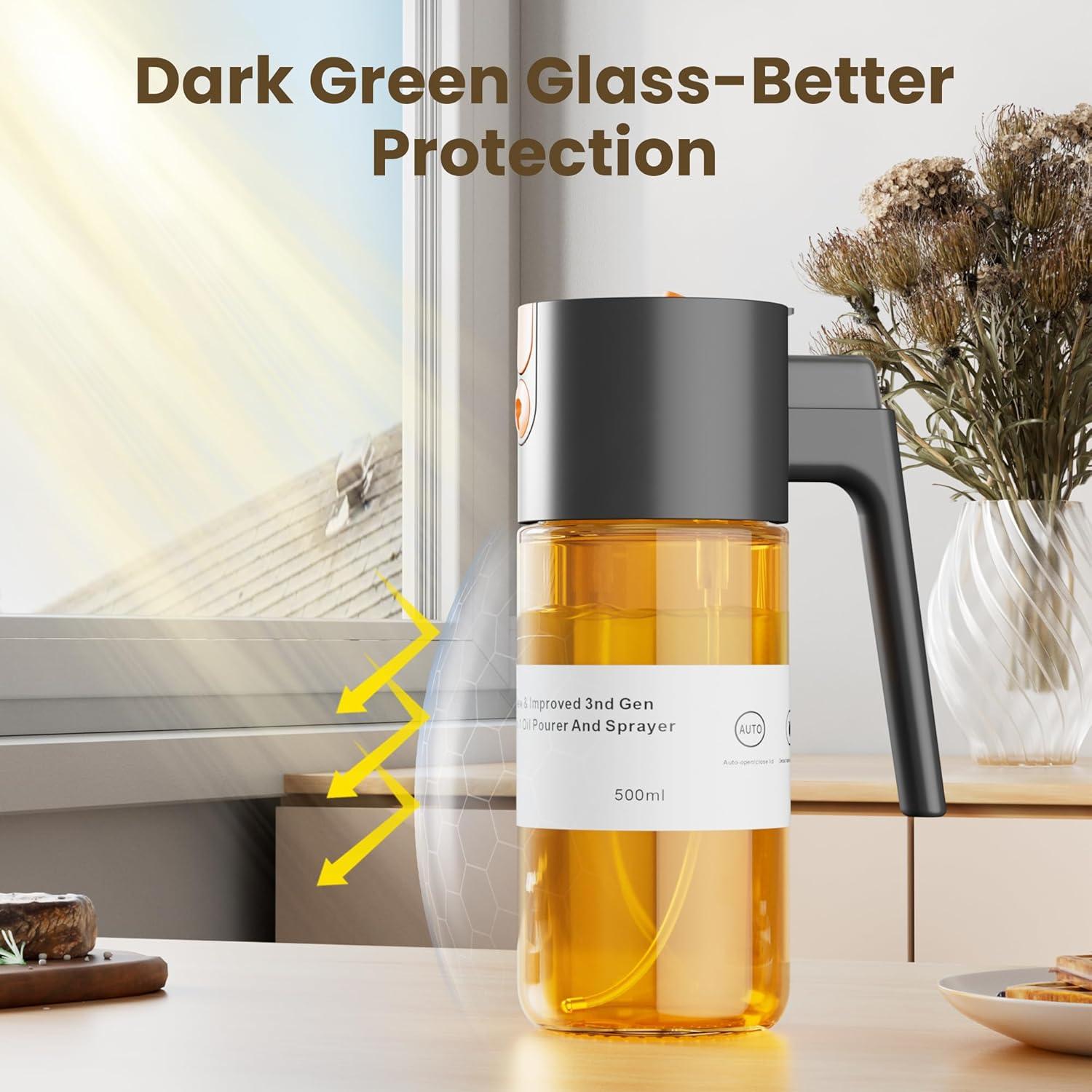 Rociador de Aceite de Oliva LAKUMIQI 500ml 2 en 1 a Prueba de Fugas