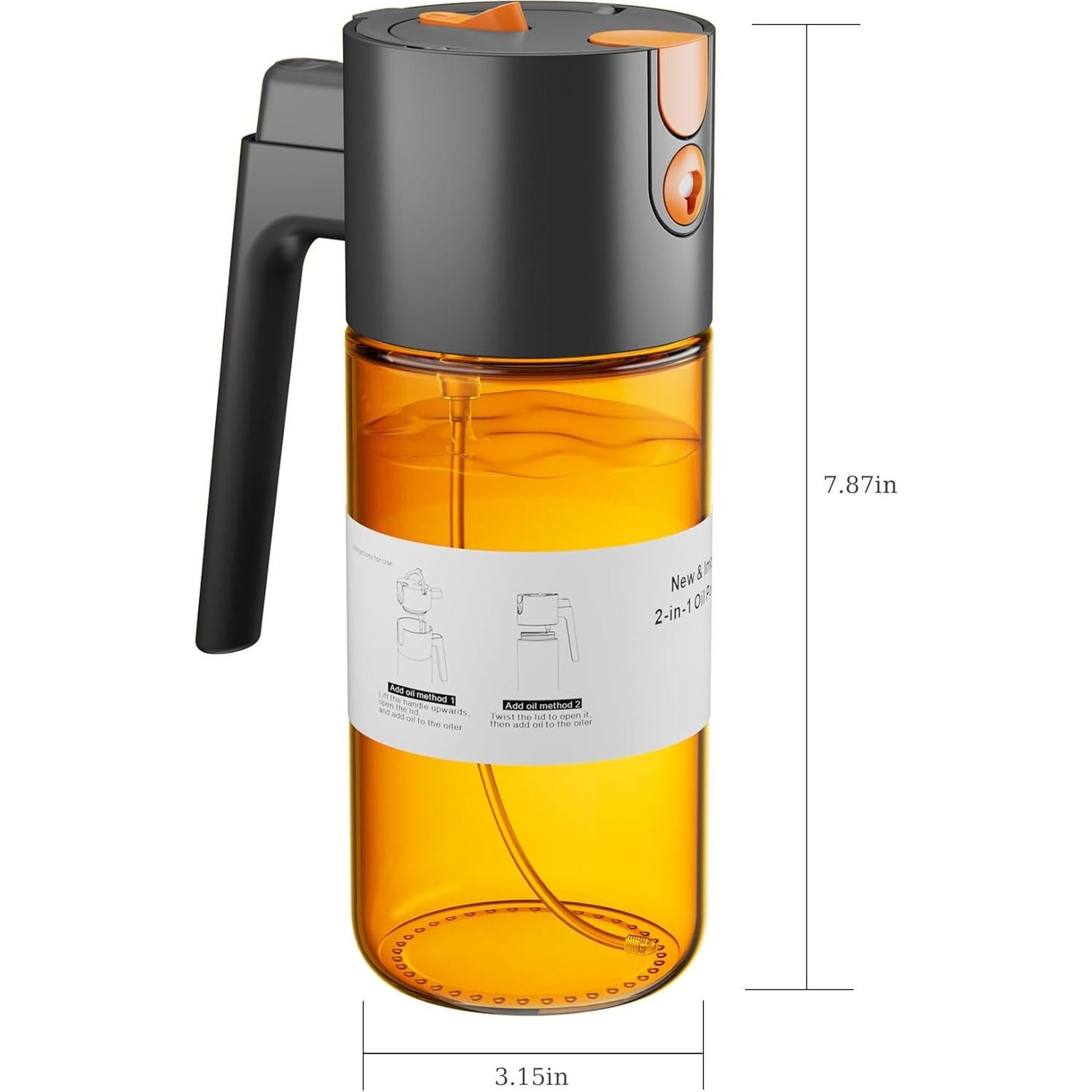 Rociador de Aceite de Oliva LAKUMIQI 500ml 2 en 1 a Prueba de Fugas