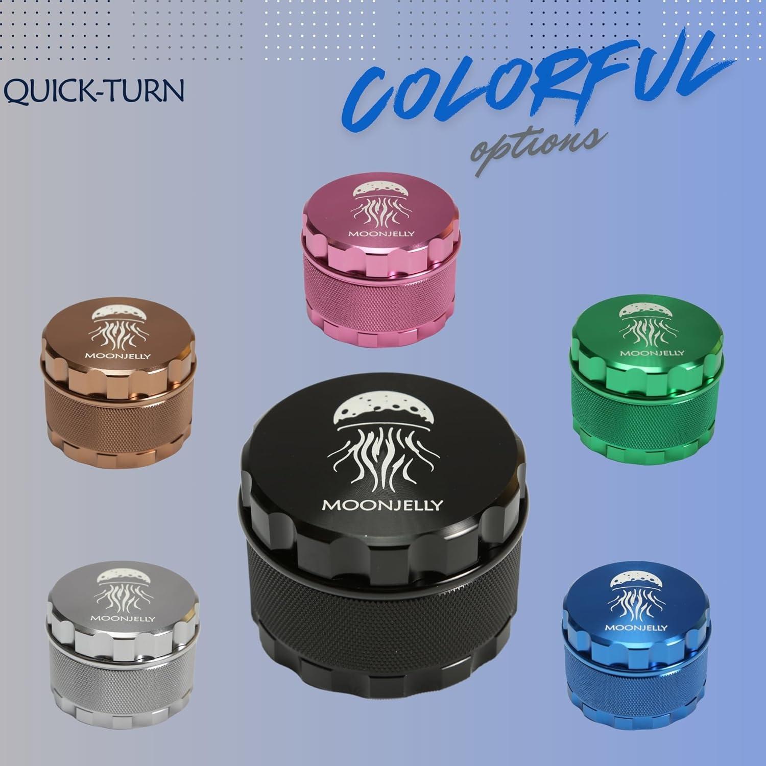 Grinder Manual MOONJELLY 2.5" Aluminio Negro con Giro Rápido