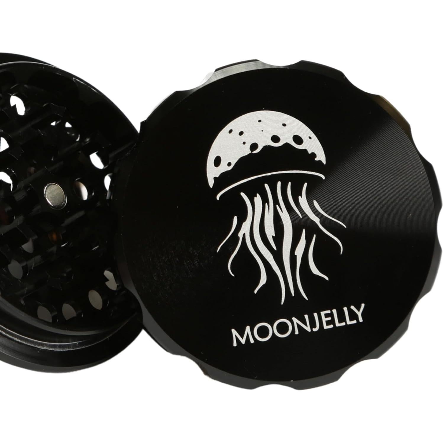 Grinder Manual MOONJELLY 2.5" Aluminio Negro con Giro Rápido