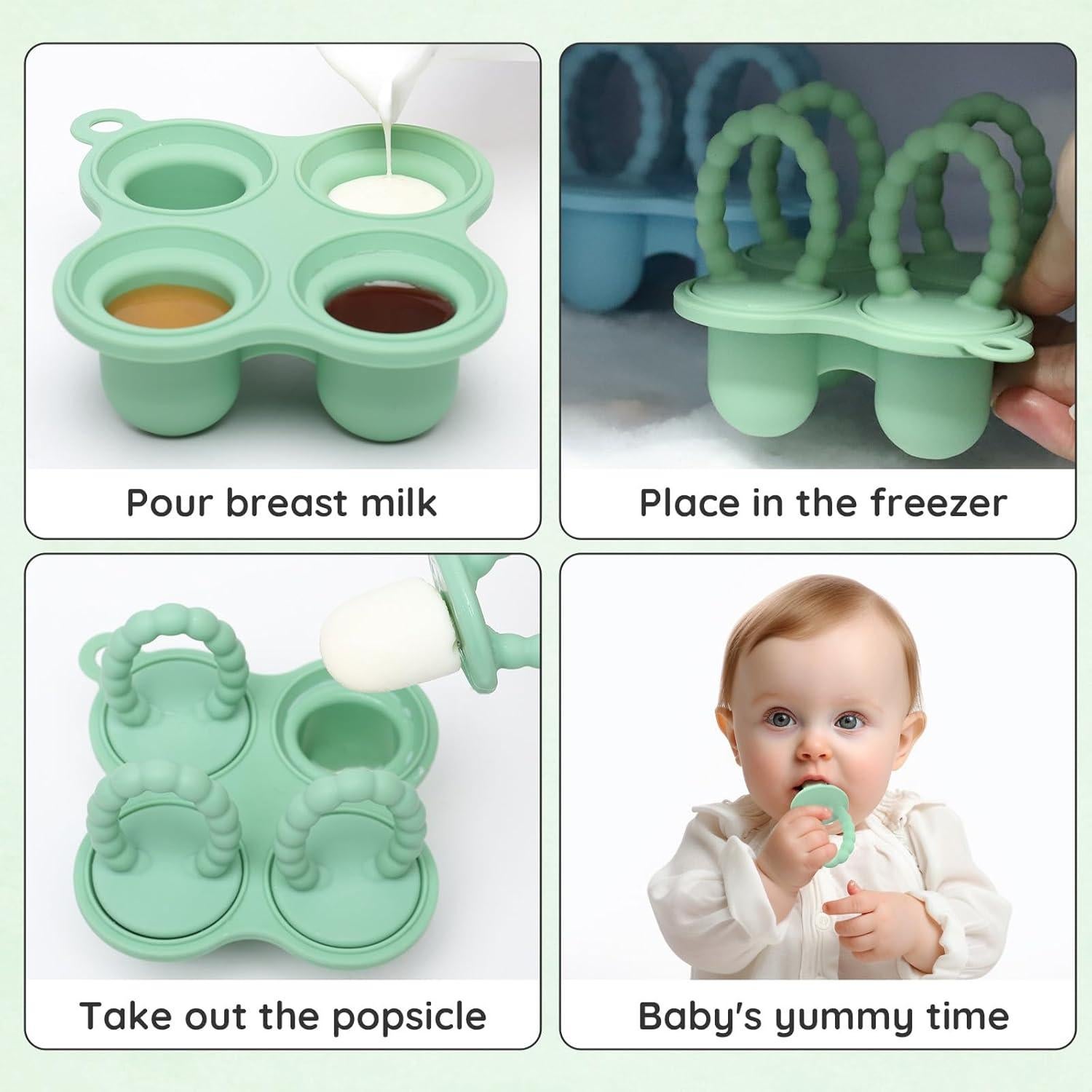 Molde de Helado para Bebés btrfe Verde - Silicona 100% Segura