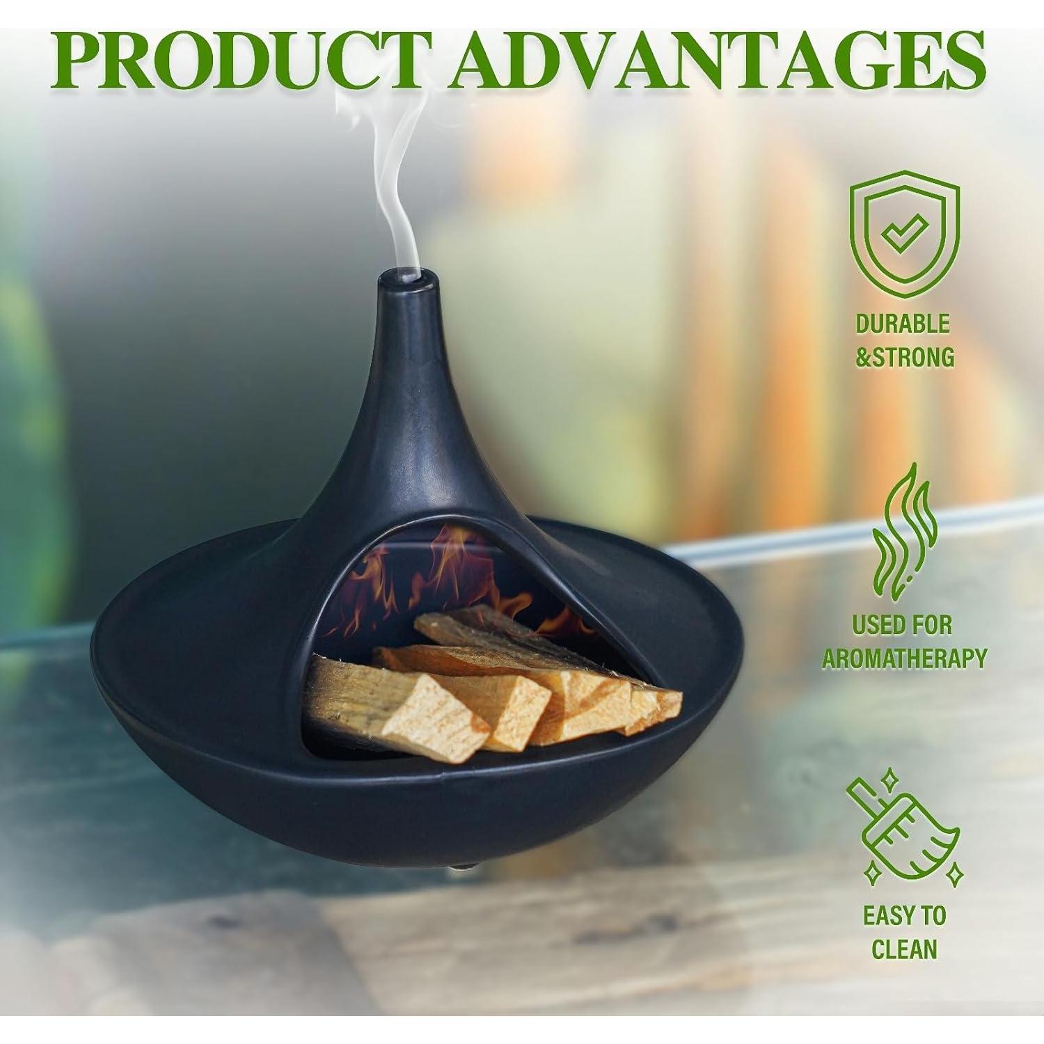 Soporte de Incienso Cerámica GRAMSTORMAX Chimenea Negra 4 en 1