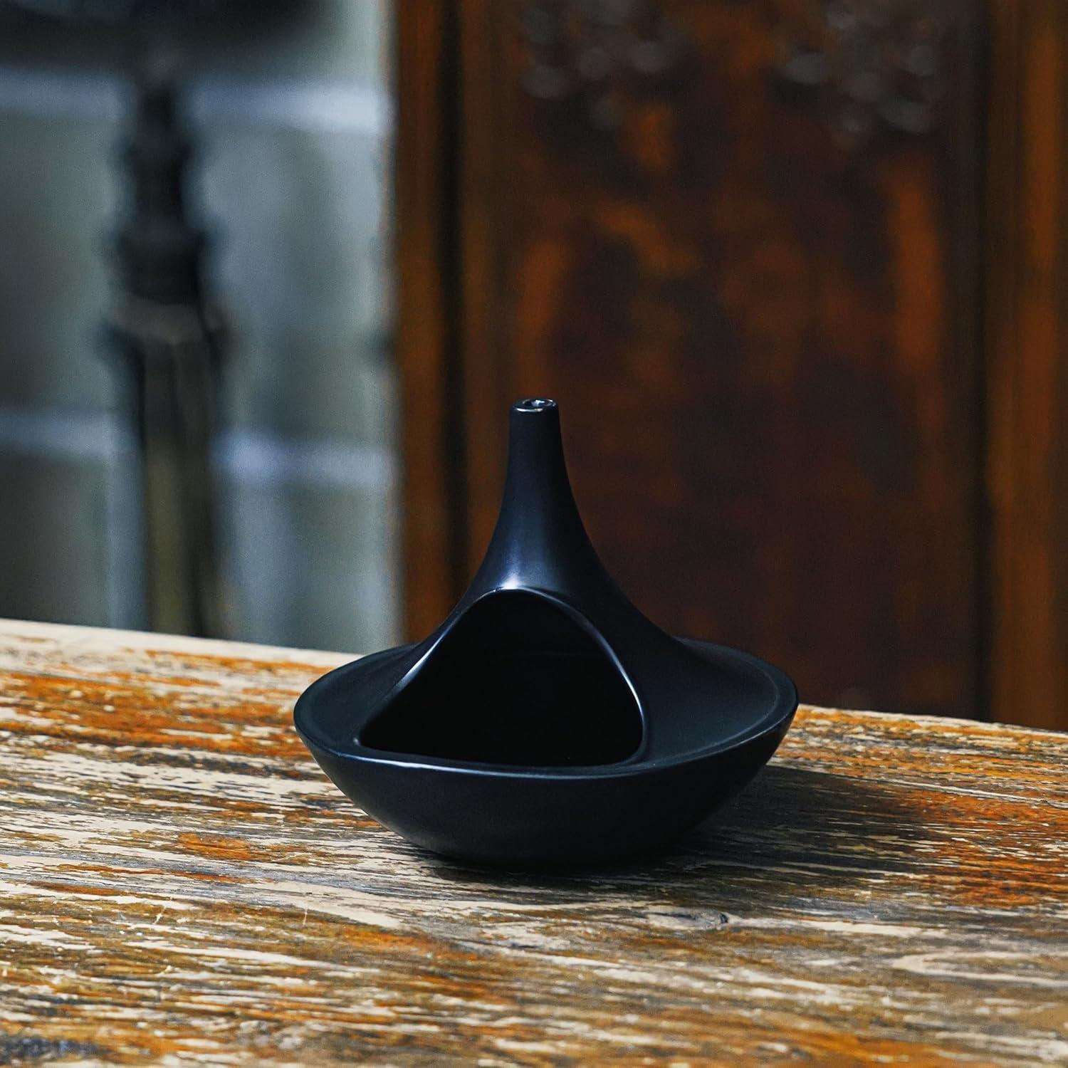 Soporte de Incienso Cerámica GRAMSTORMAX Chimenea Negra 4 en 1