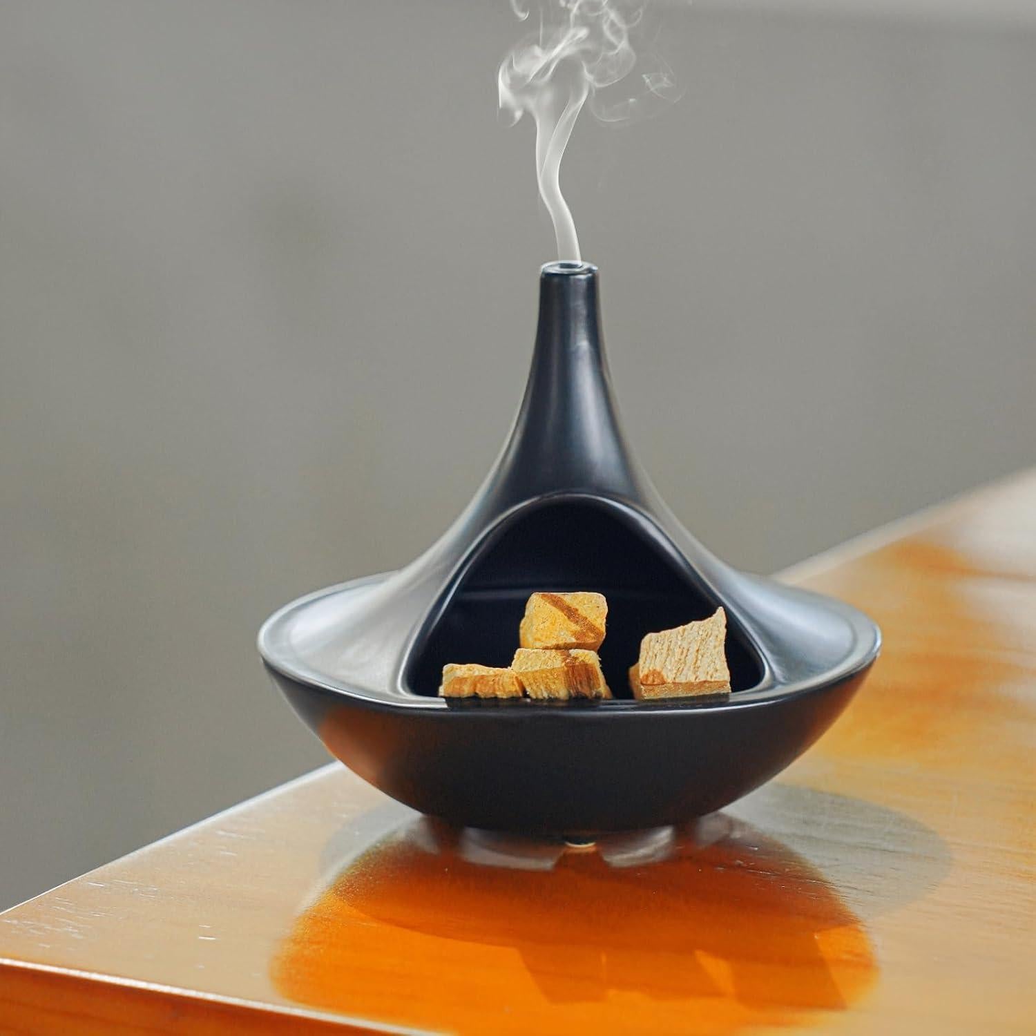 Soporte de Incienso Cerámica GRAMSTORMAX Chimenea Negra 4 en 1