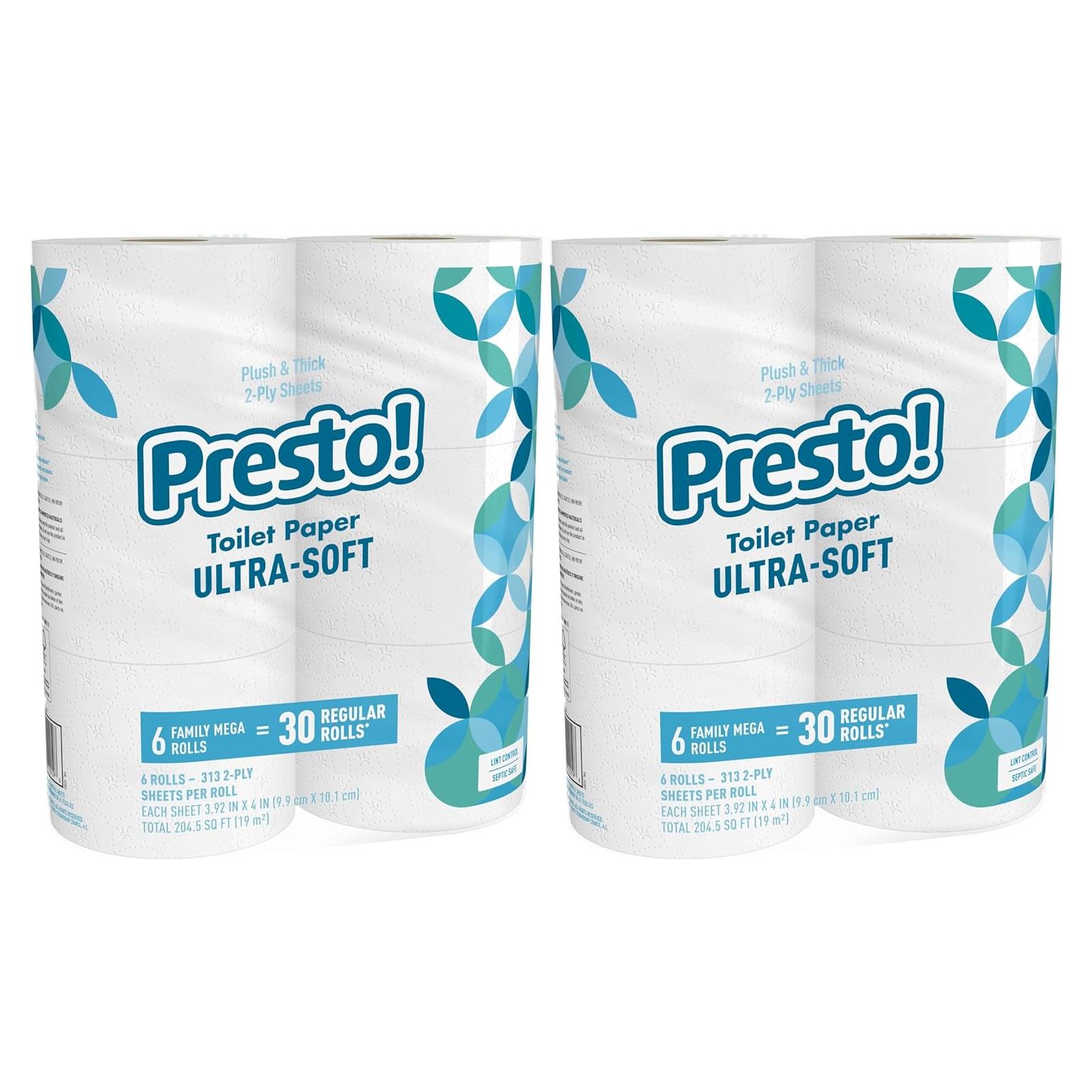 Papel Higiénico Ultra Suave Presto! Amazon 12 Mega Rollos