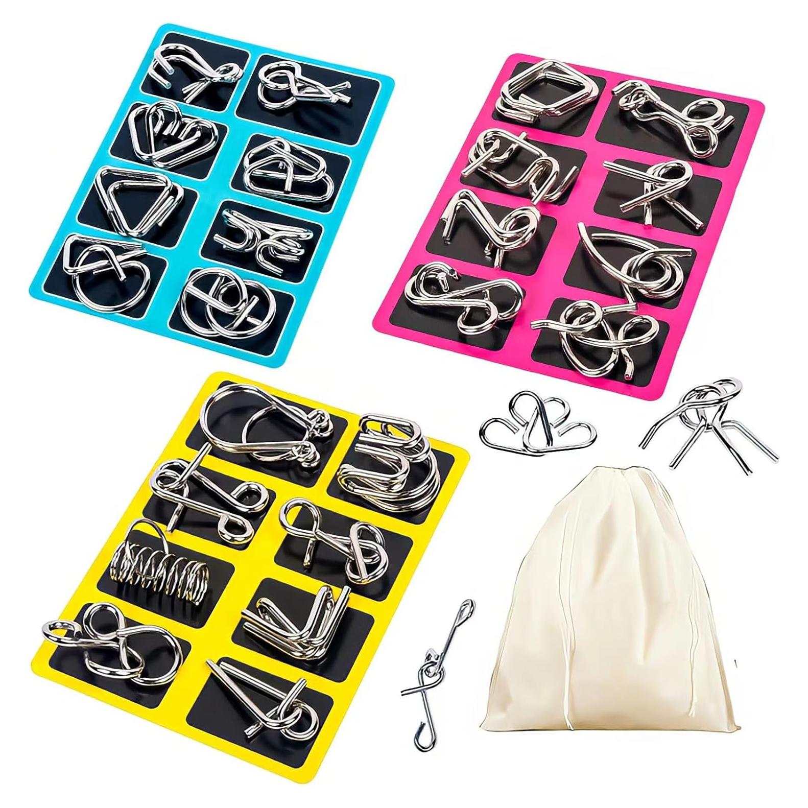 Juego de Rompecabezas de Alambre Metálico AUKEXIY 24 Piezas