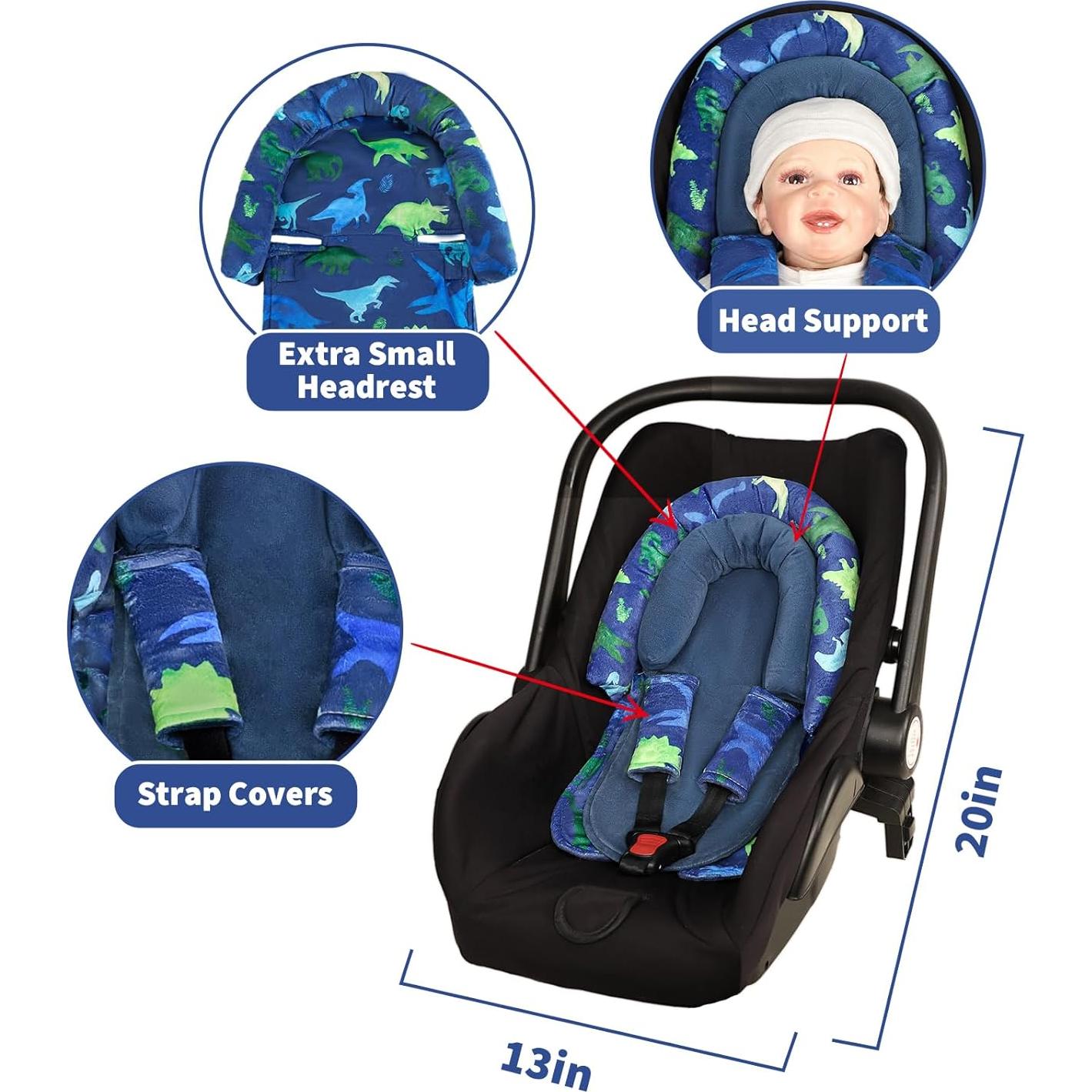 Soporte de Cabeza para Silla de Auto TANOFAR Dinosaurio Azul