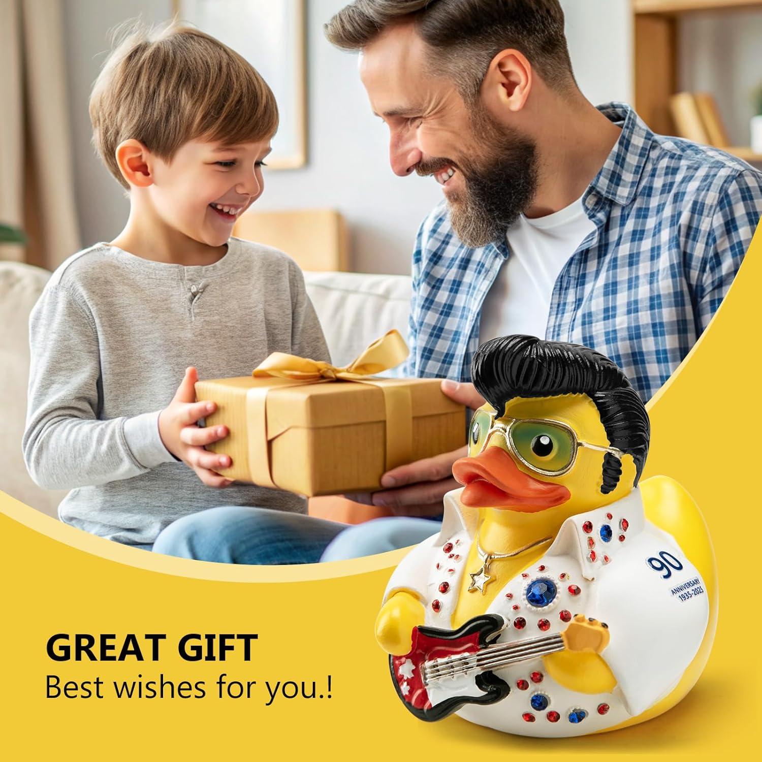 Figurita Pato Elvis ChuangJie Traje Blanco con Piedras 7.95 cm