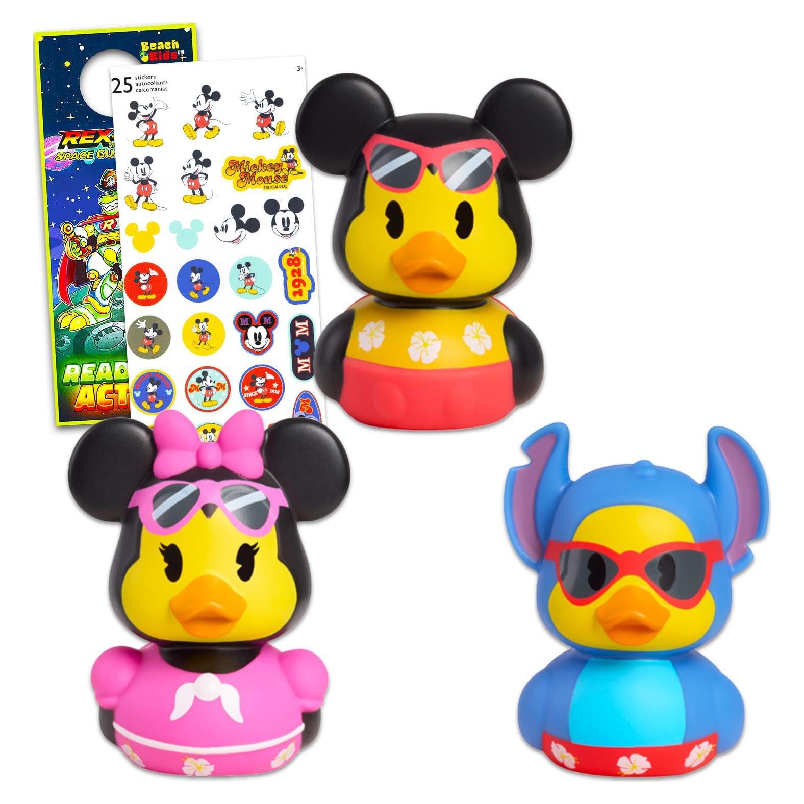 Patitos de goma Disney Duckalooz - 3 figuras Mickey, Minnie y Stitch