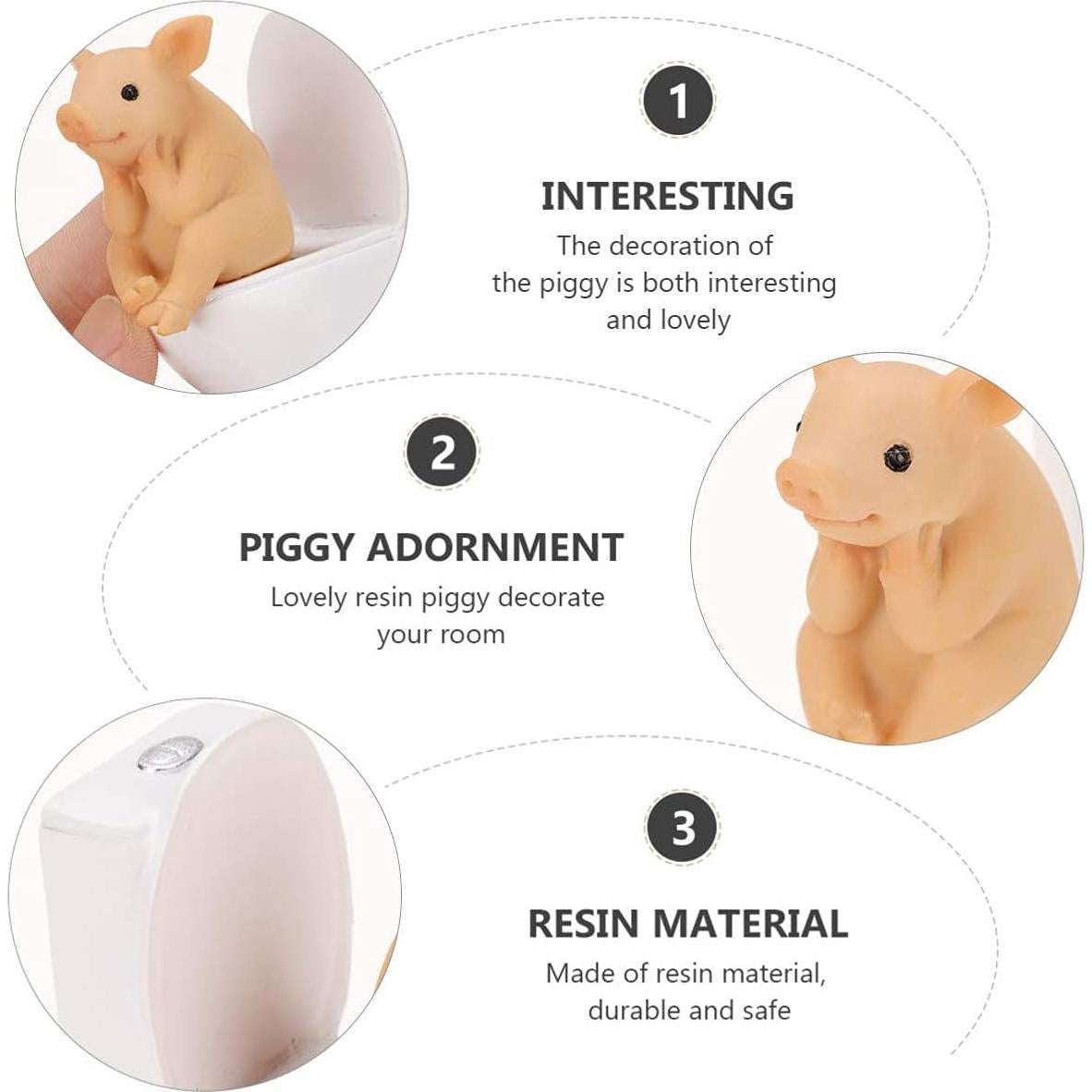 Estatua Mini Cerdo Sentado en el Inodoro - Decoración de Resina