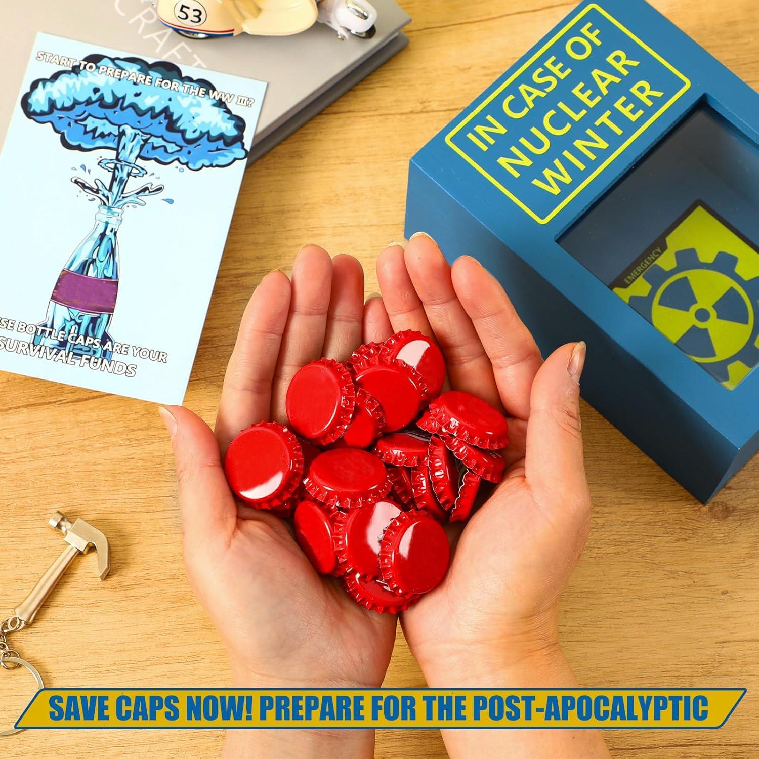 Caja de Almacenamiento JULEASEL con 30 Tapas Rojas y Martillo