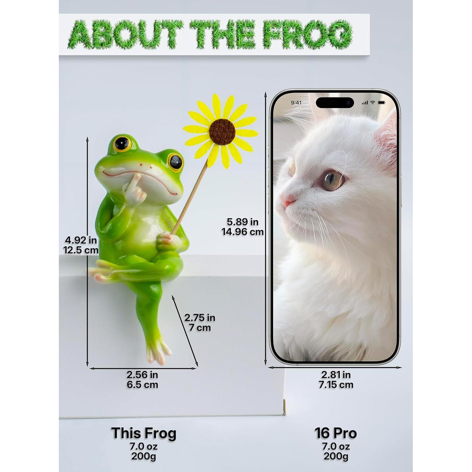 Estatua de Rana Fuzrea con Flor Removible - Decoración Creativa