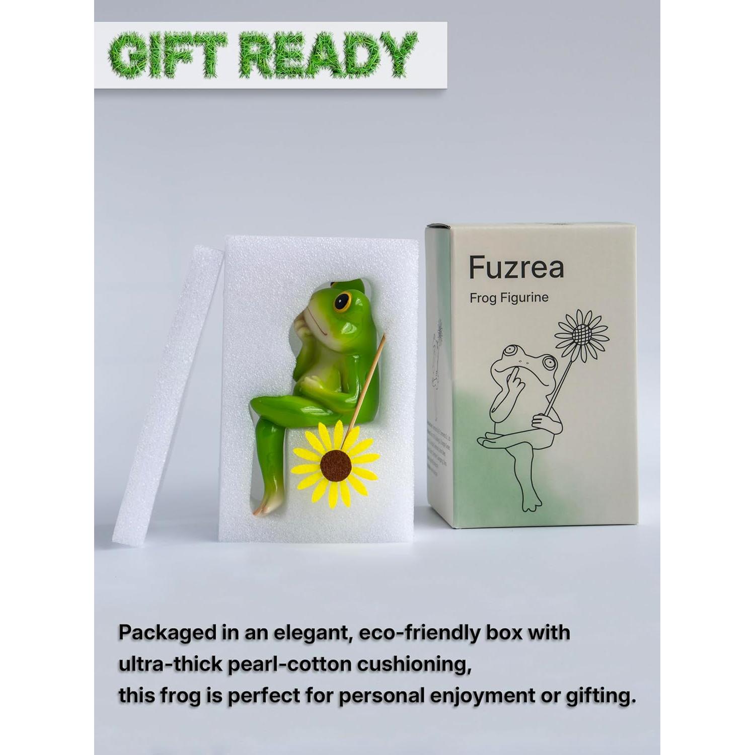 Estatua de Rana Fuzrea con Flor Removible - Decoración Creativa