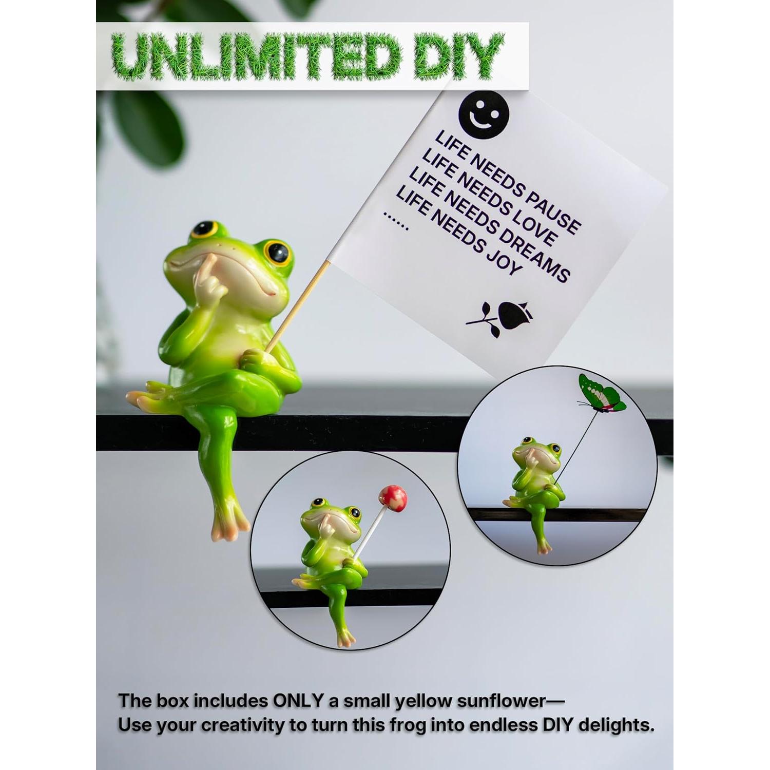 Estatua de Rana Fuzrea con Flor Removible - Decoración Creativa