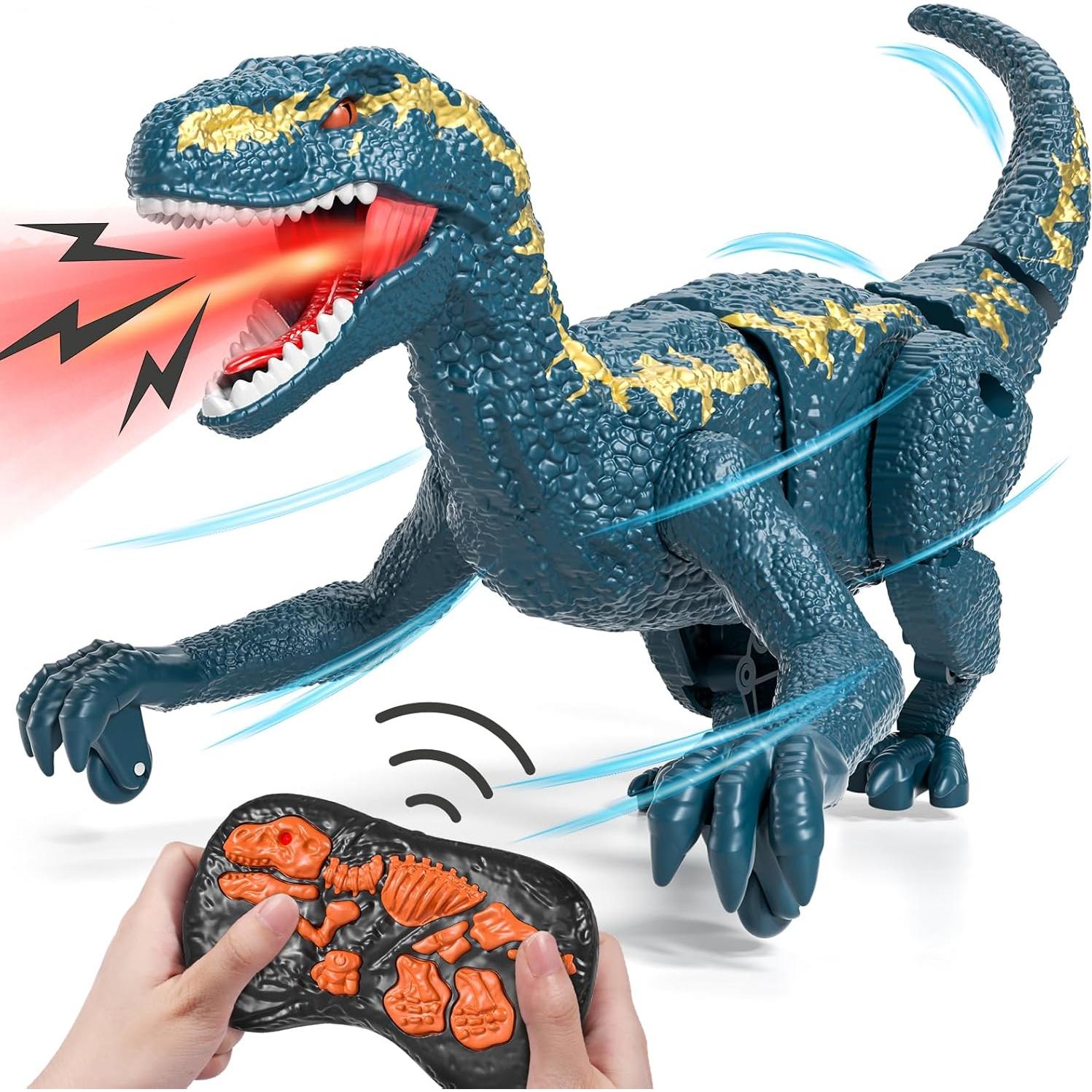 Dinosaurio Control Remoto LILYBUDS Velociraptor Azul 7.6cm