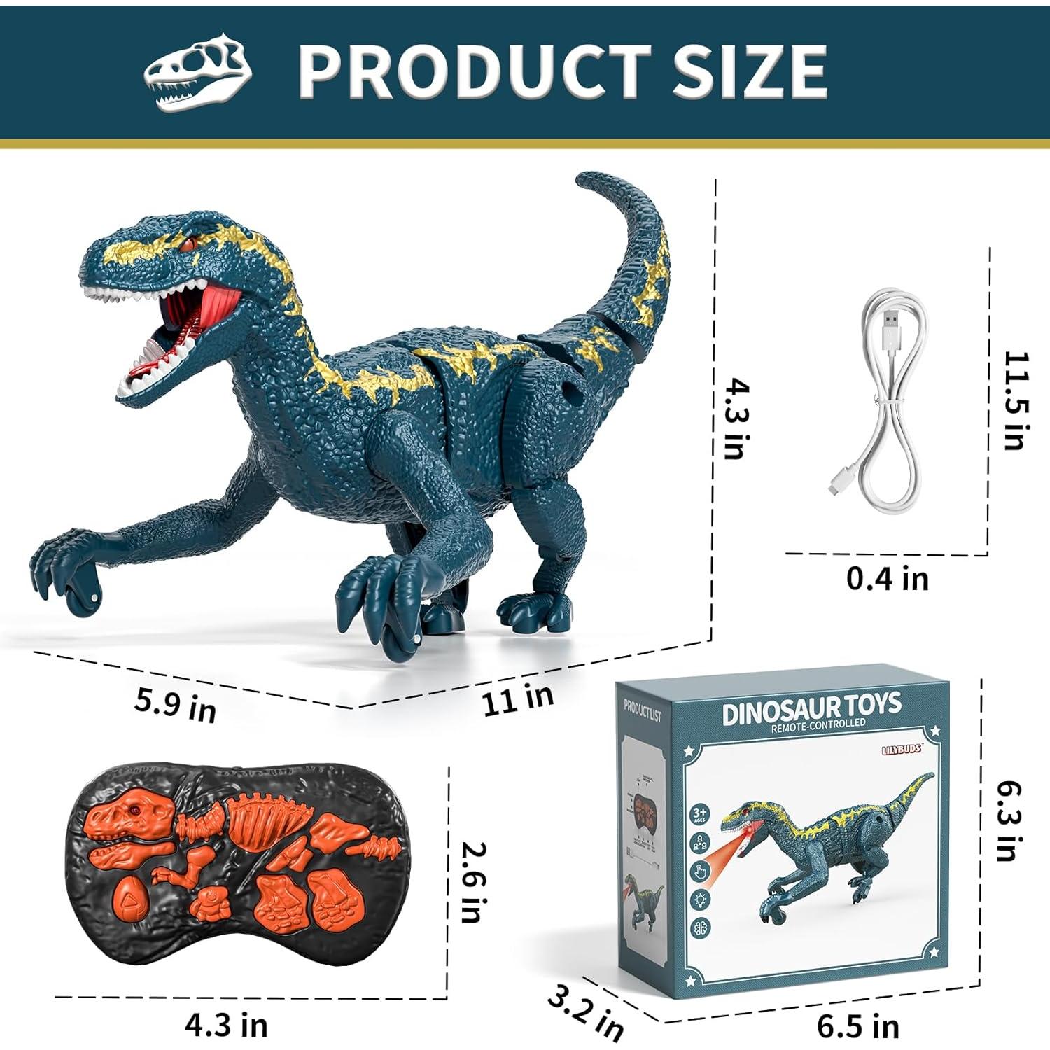 Dinosaurio Control Remoto LILYBUDS Velociraptor Azul 7.6cm