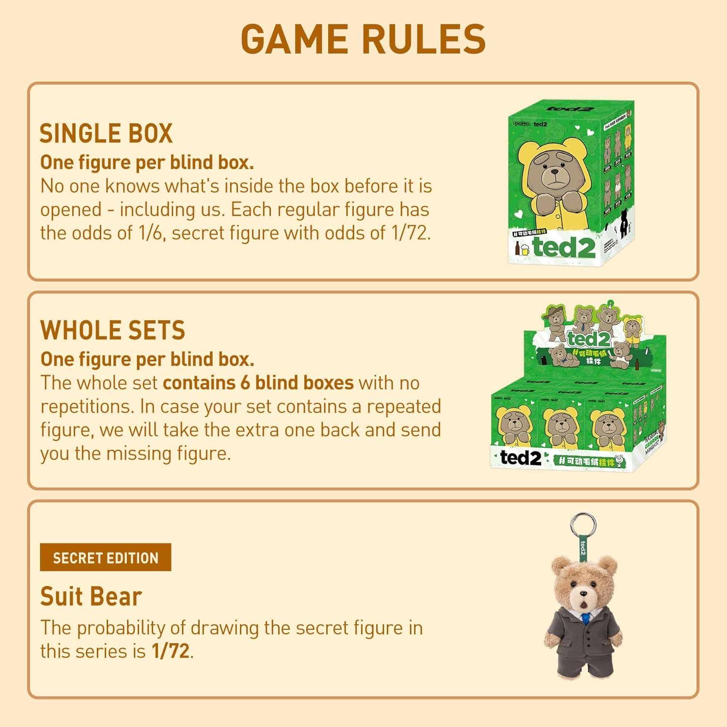 POP MART Ted2 Osito de Peluche Colgante Caja Sorpresa 15 cm