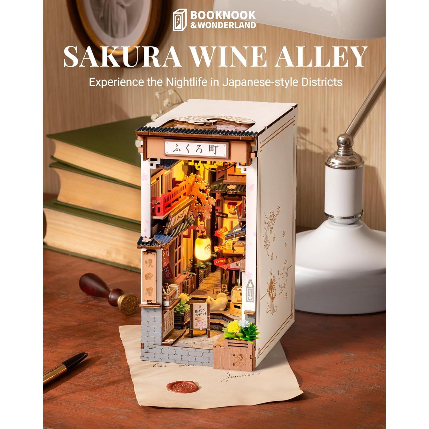 Kit de Casa Miniatura Robotime Book Nook DIY Calle del Vino Sakura