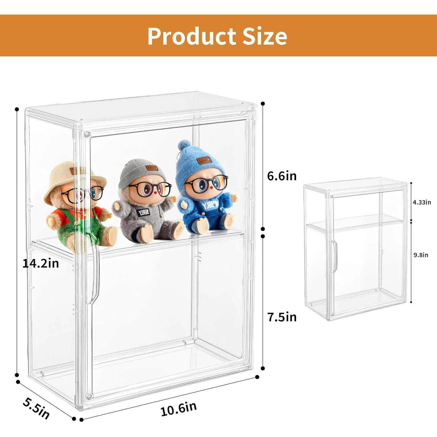 Caja de Exhibición Acrílica SANKEU 2 Niveles con Estante Removible