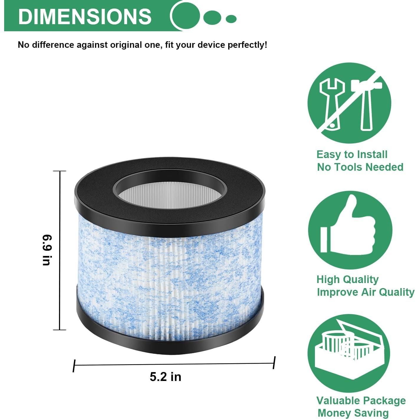 Paquete de 2 Filtros H13 True HEPA Skydiras MA-01CW para Miko Ibuki C102