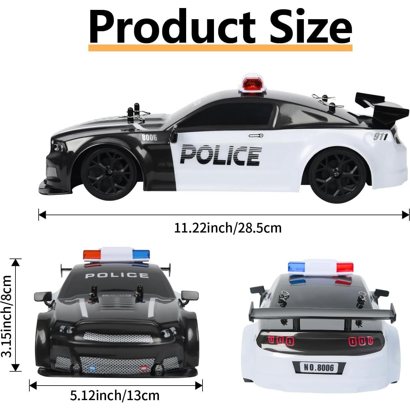 Coche de Policía RC Drift 1:14 iBlivers 4WD Control Remoto