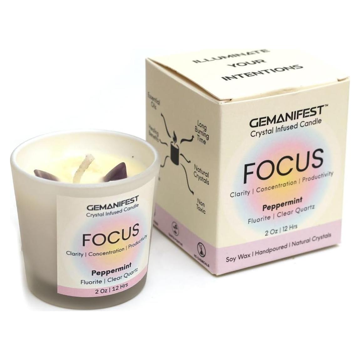 Vela de Cristal de Manifestación Gemanifest con Pulsera Fluorita