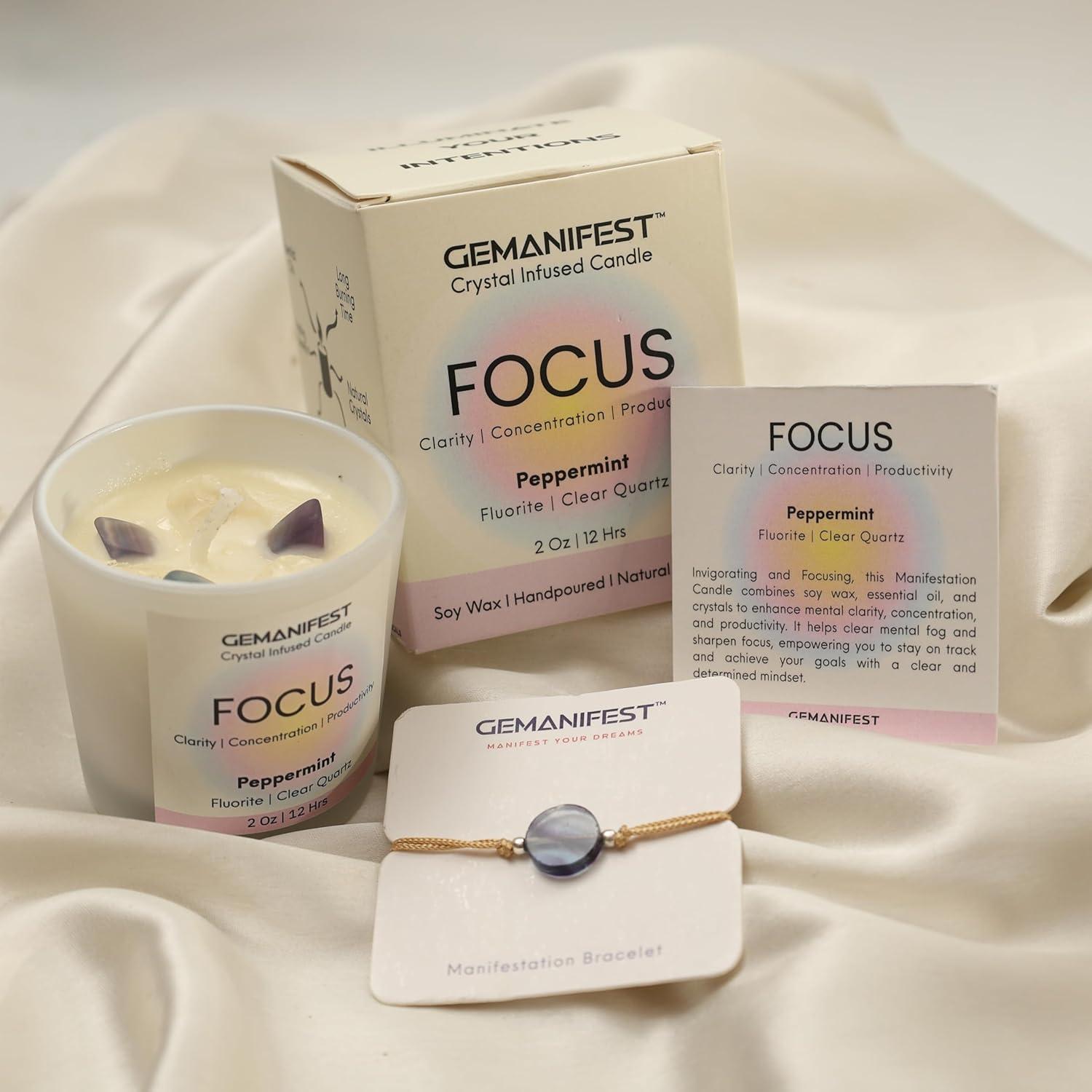 Vela de Cristal de Manifestación Gemanifest con Pulsera Fluorita