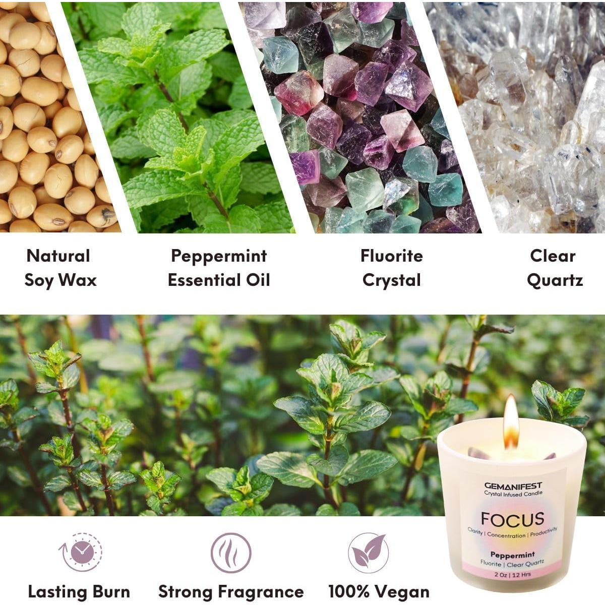 Vela de Cristal de Manifestación Gemanifest con Pulsera Fluorita