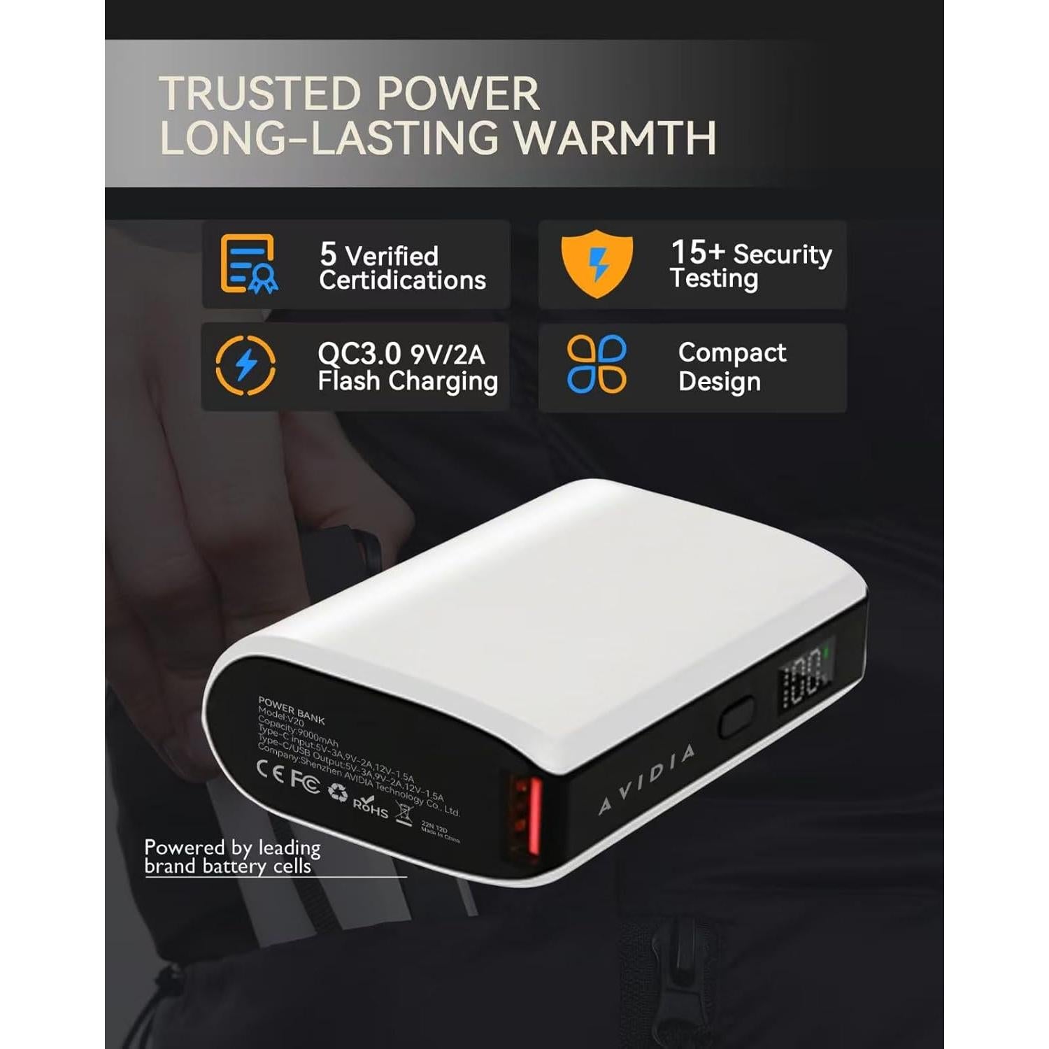 Chaleco Calentado AVIDIA para Hombres, Batería Recargable, Negro