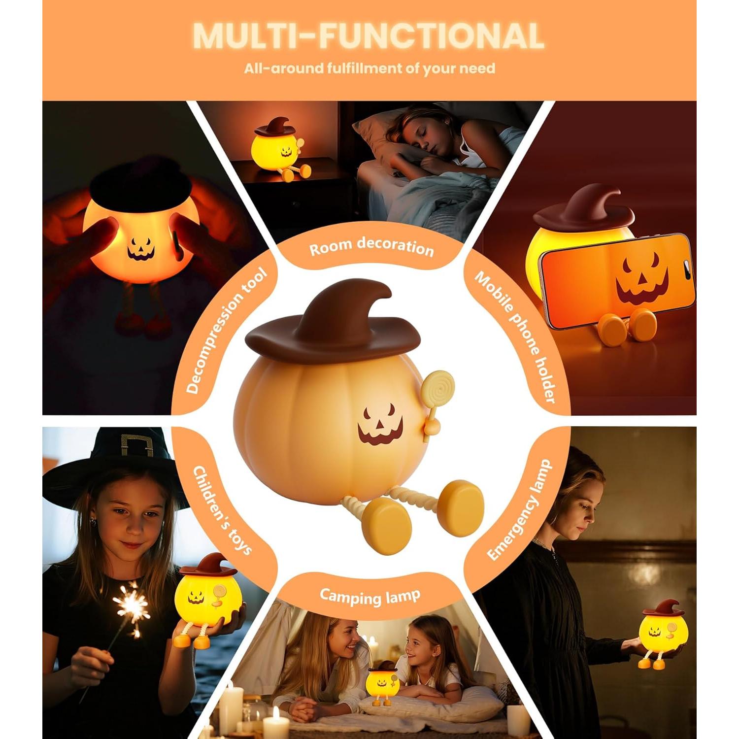 Luz Nocturna Calabaza CUIETUEE USB 500mAh 3 Brillos