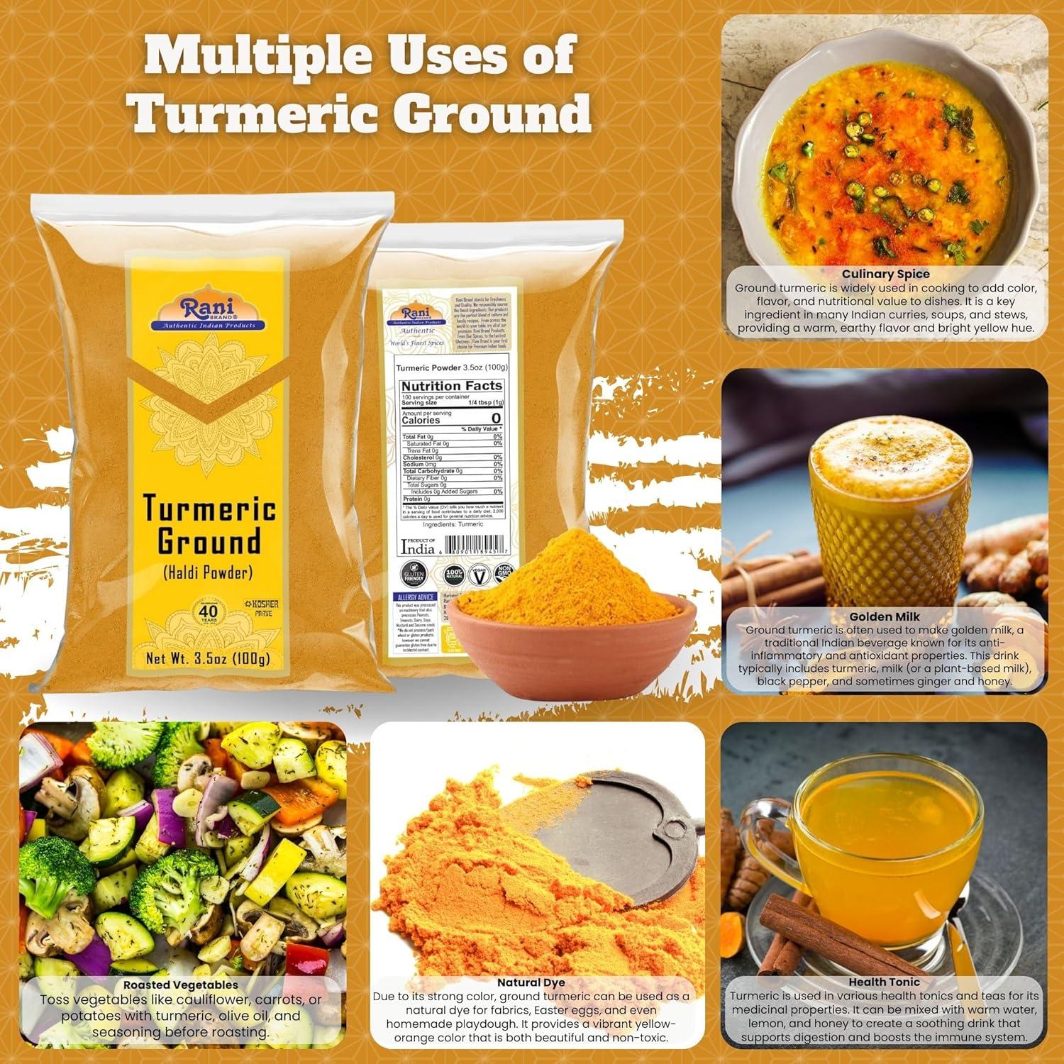 Cúrcuma en Polvo Rani 100g - 100% Pura, Vegana, Kosher