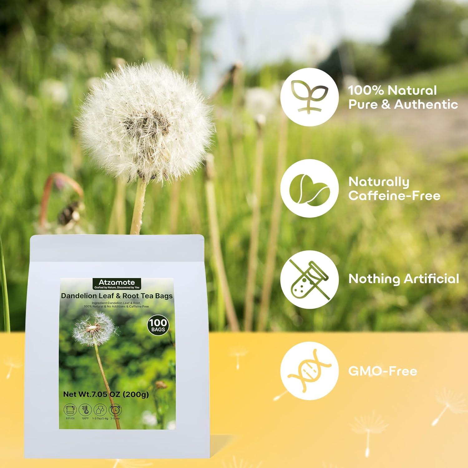 Té Herbal Detox Atzamote 100 Bolsitas Diente de León Sin Cafeína