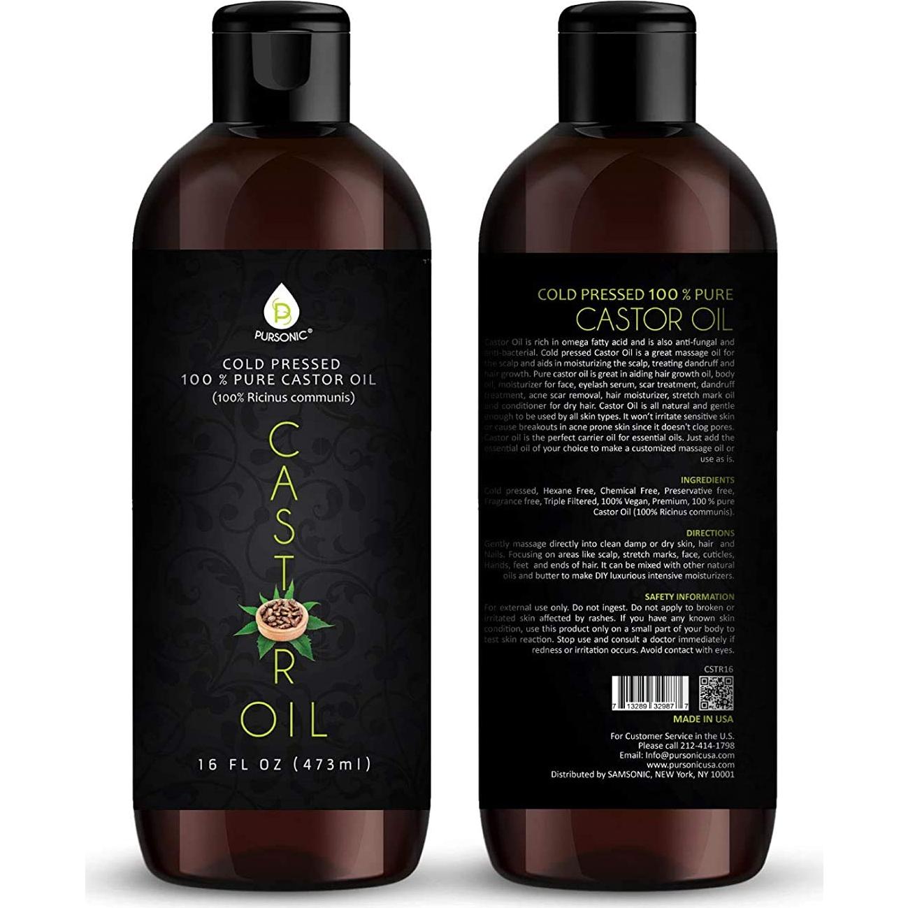 Aceite de Ricino Pursonic 2x454g Prensado en Frío 100% Puro