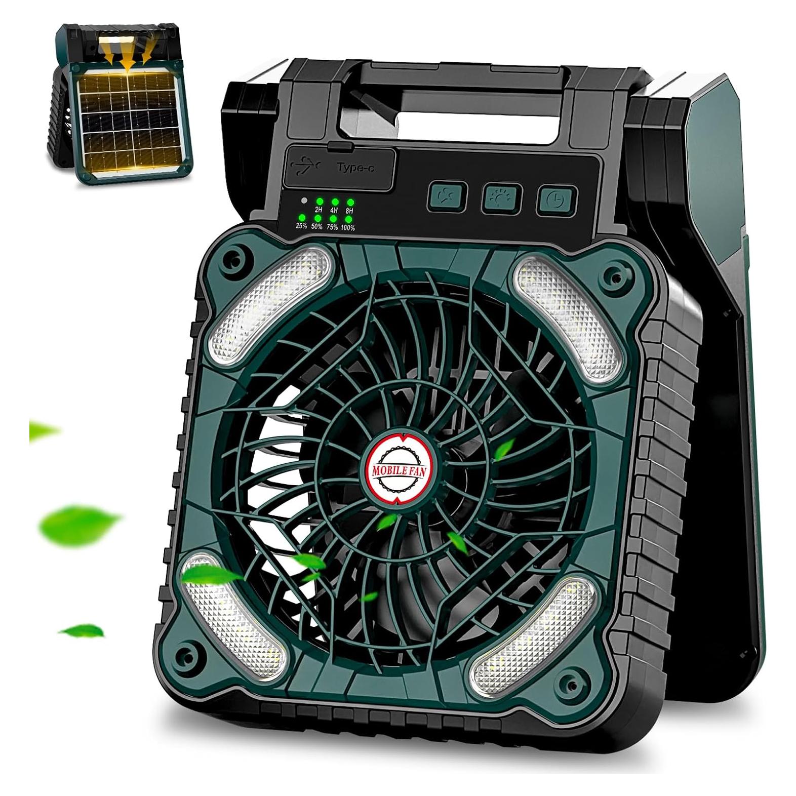 Ventilador de Camping Portátil Sendowtek X99 10400mAh Verde
