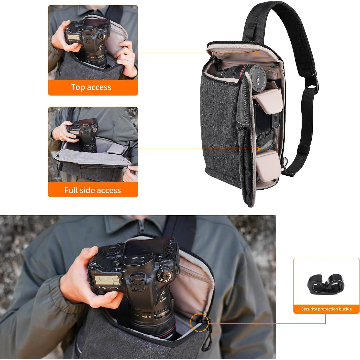 Bolsa de cámara TULLIO Crossbody impermeable 6.5L negra