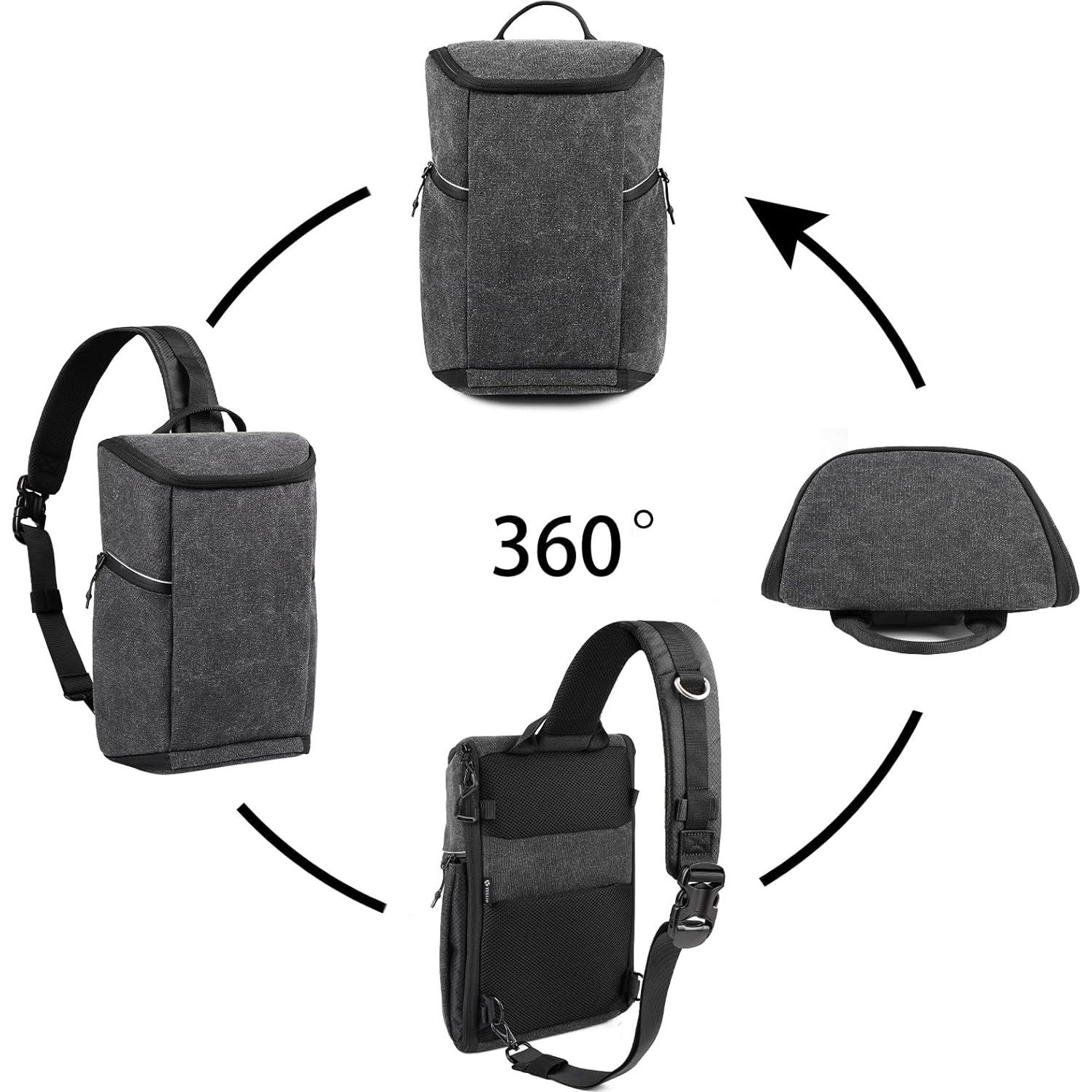 Bolsa de cámara TULLIO Crossbody impermeable 6.5L negra